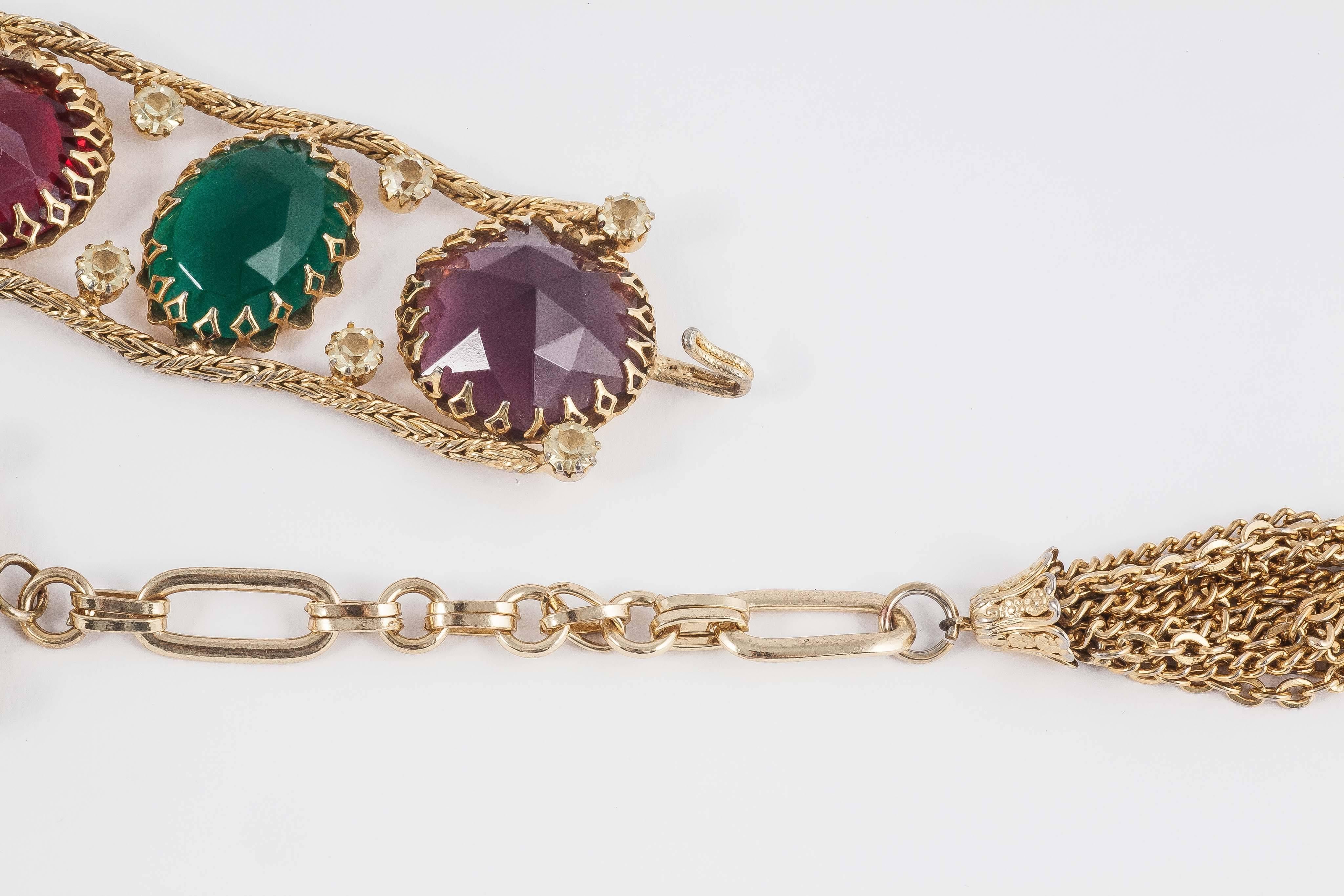 Women's 1960s Schreiner of New York unsigned multicoloured jewelled belt 