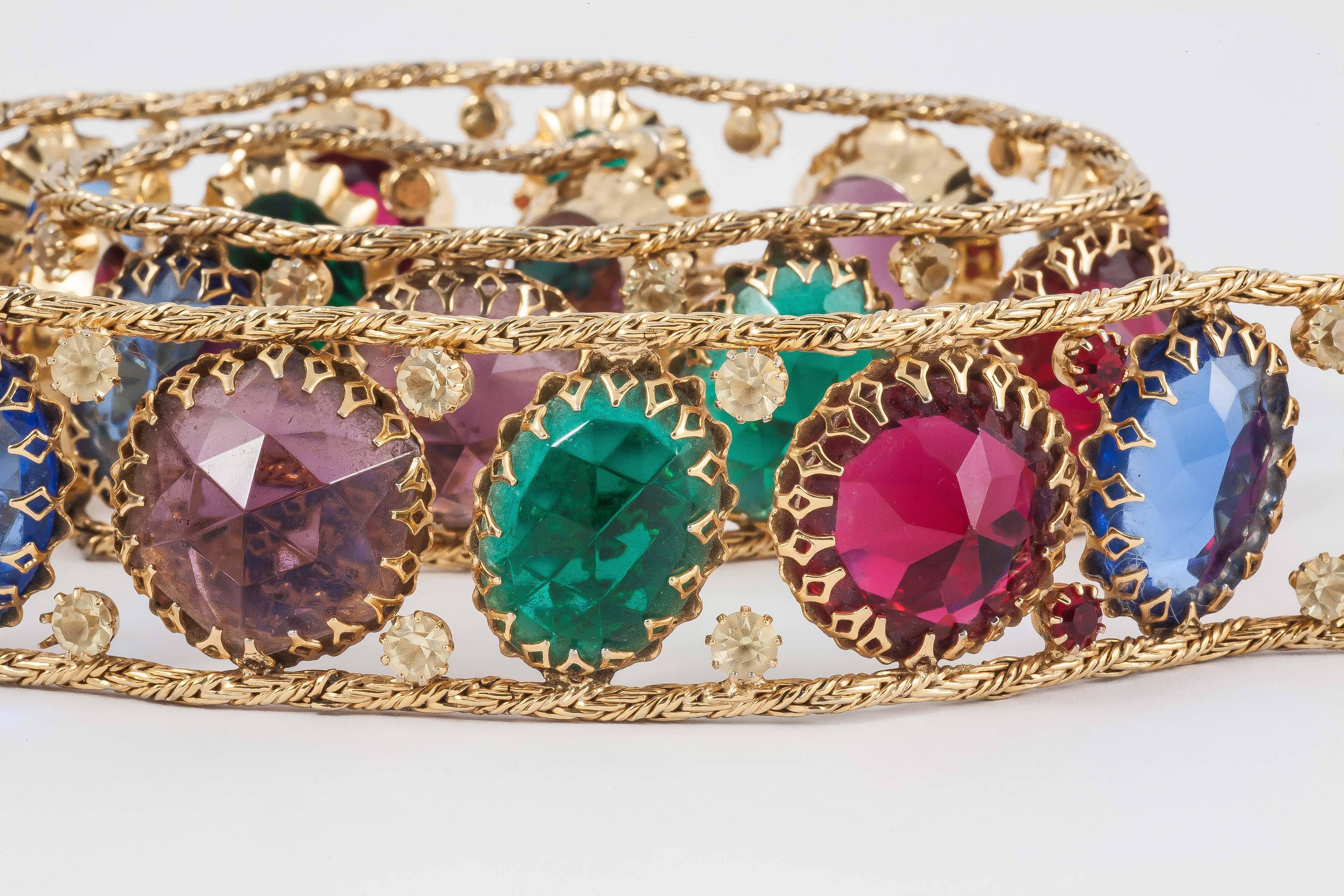 1960s Schreiner of New York unsigned multicoloured jewelled belt  1