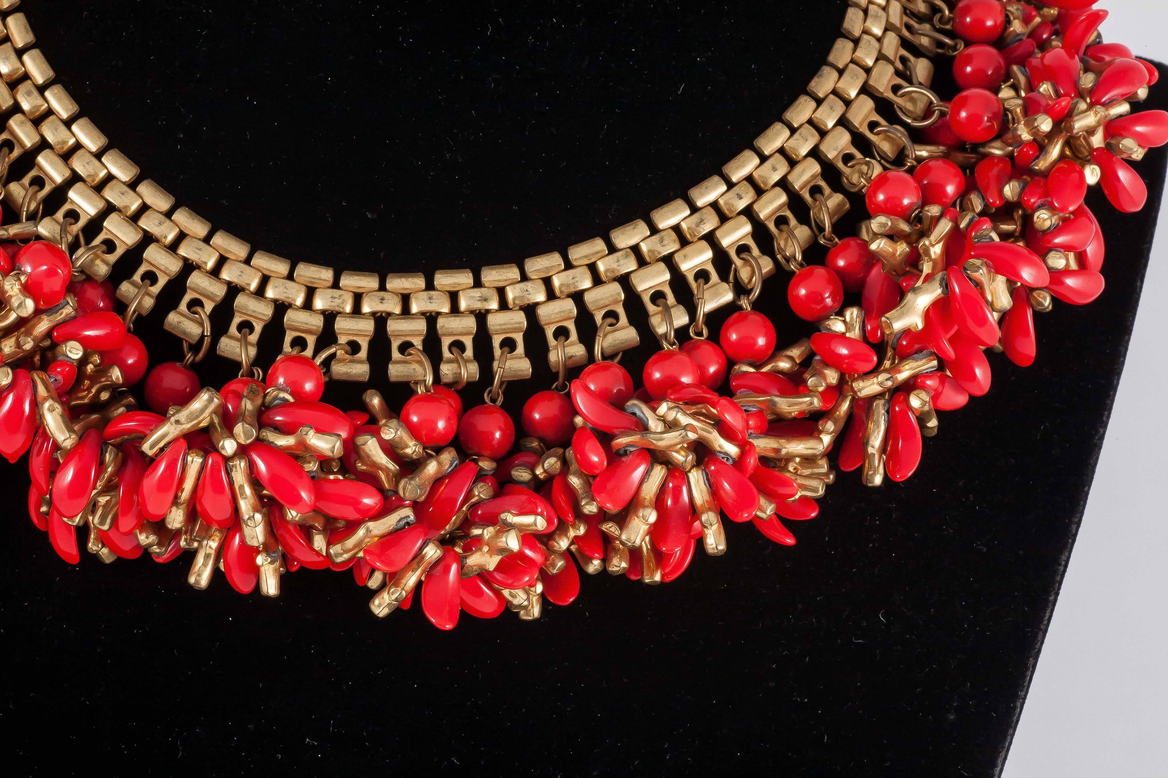 Women's  Miriam Haskell faux coral and gilt collar, 1970s