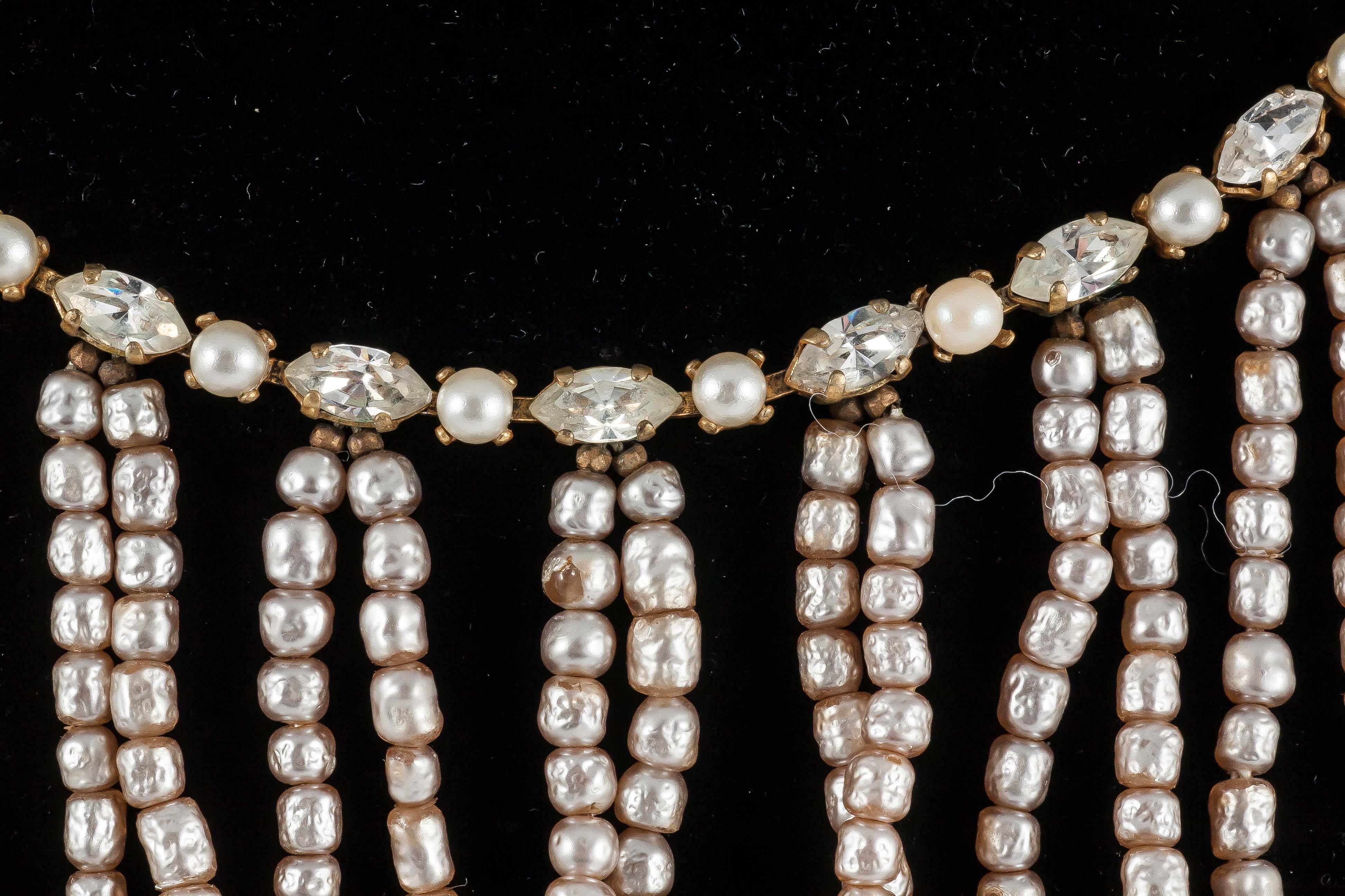 Miriam Haskell Baroque Pearl and paste 'looped' necklace 1950s  In Excellent Condition In Greyabbey, County Down