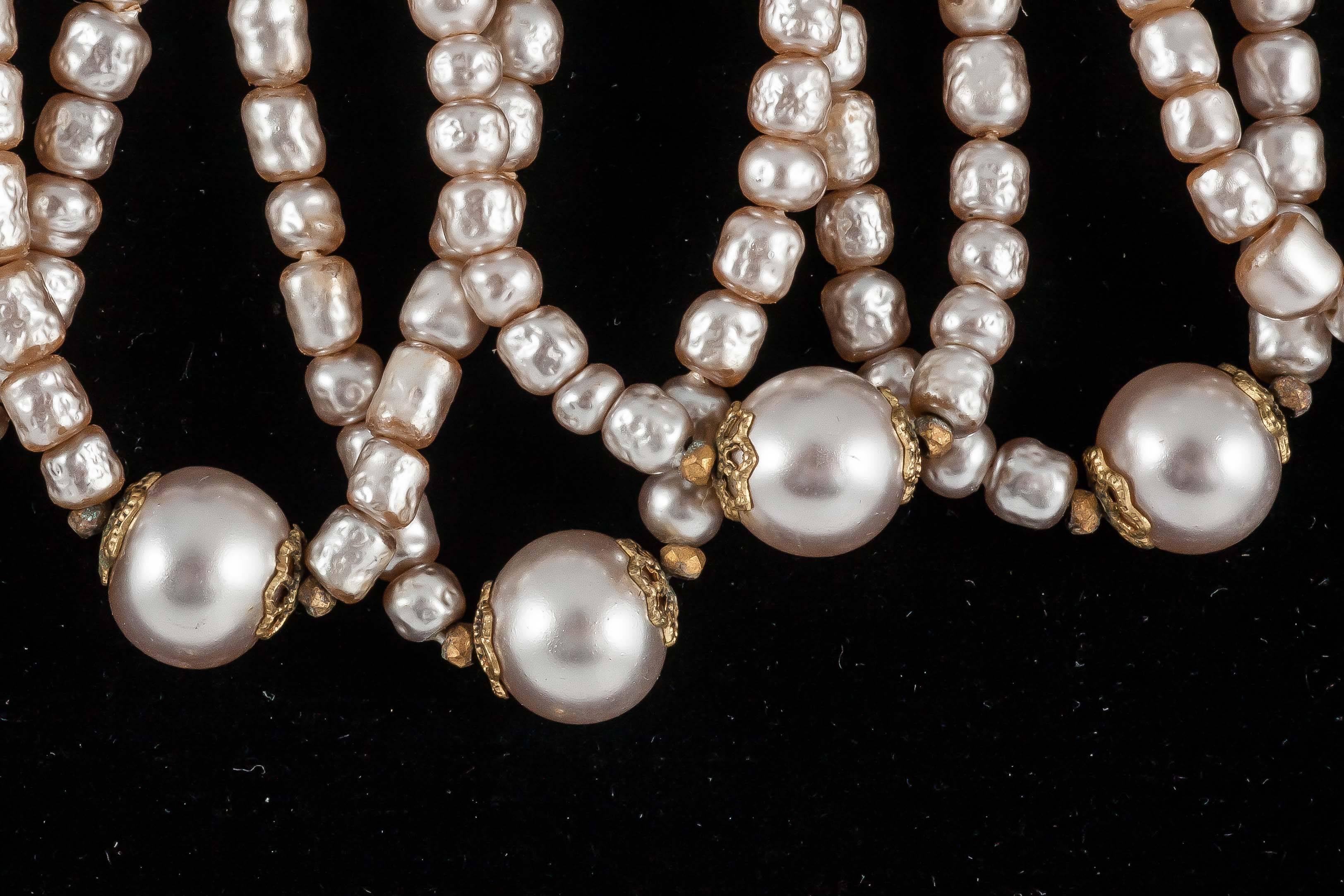 Women's Miriam Haskell Baroque Pearl and paste 'looped' necklace 1950s 