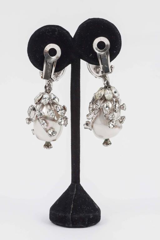 Schreiner of New York sculptural paste and baroque pearl drop earrings ...