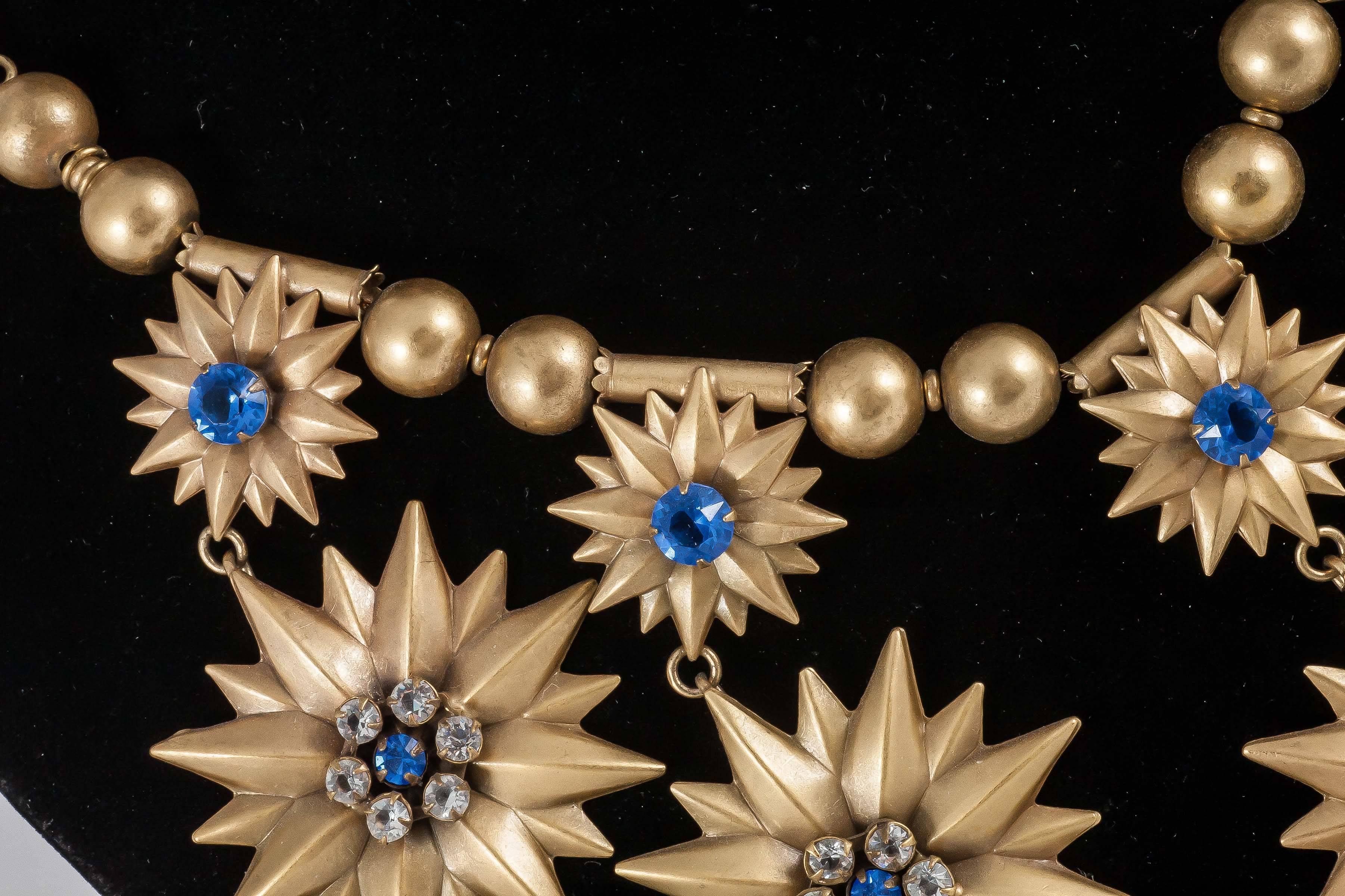 Women's Joseff of Hollywood Russian gilt and paste multi drop necklace, 1950s