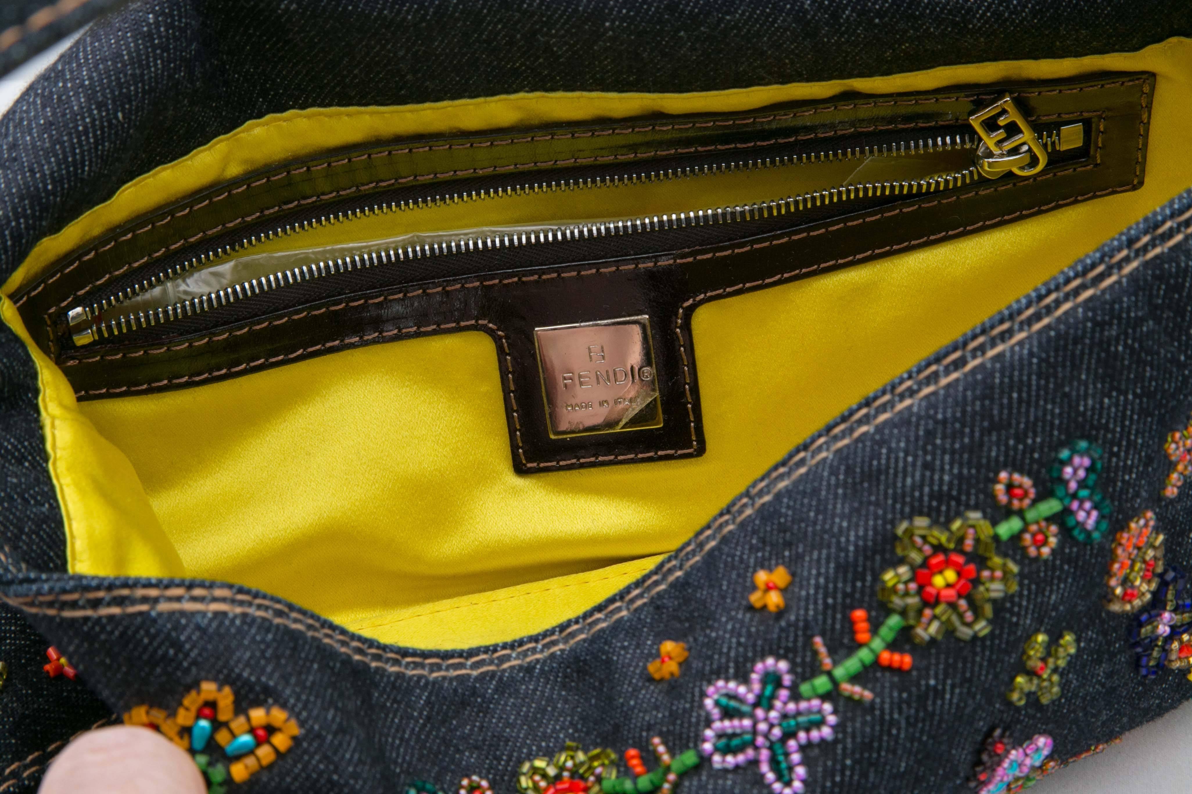 Women's Beaded Fendi Denim Handbag