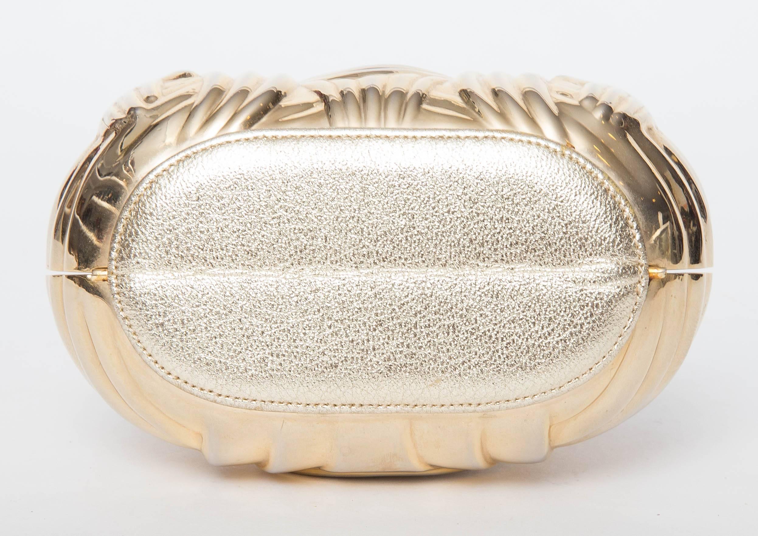 Judith Leiber Gold Tone Buddha bag with Crystal Embellishments 1