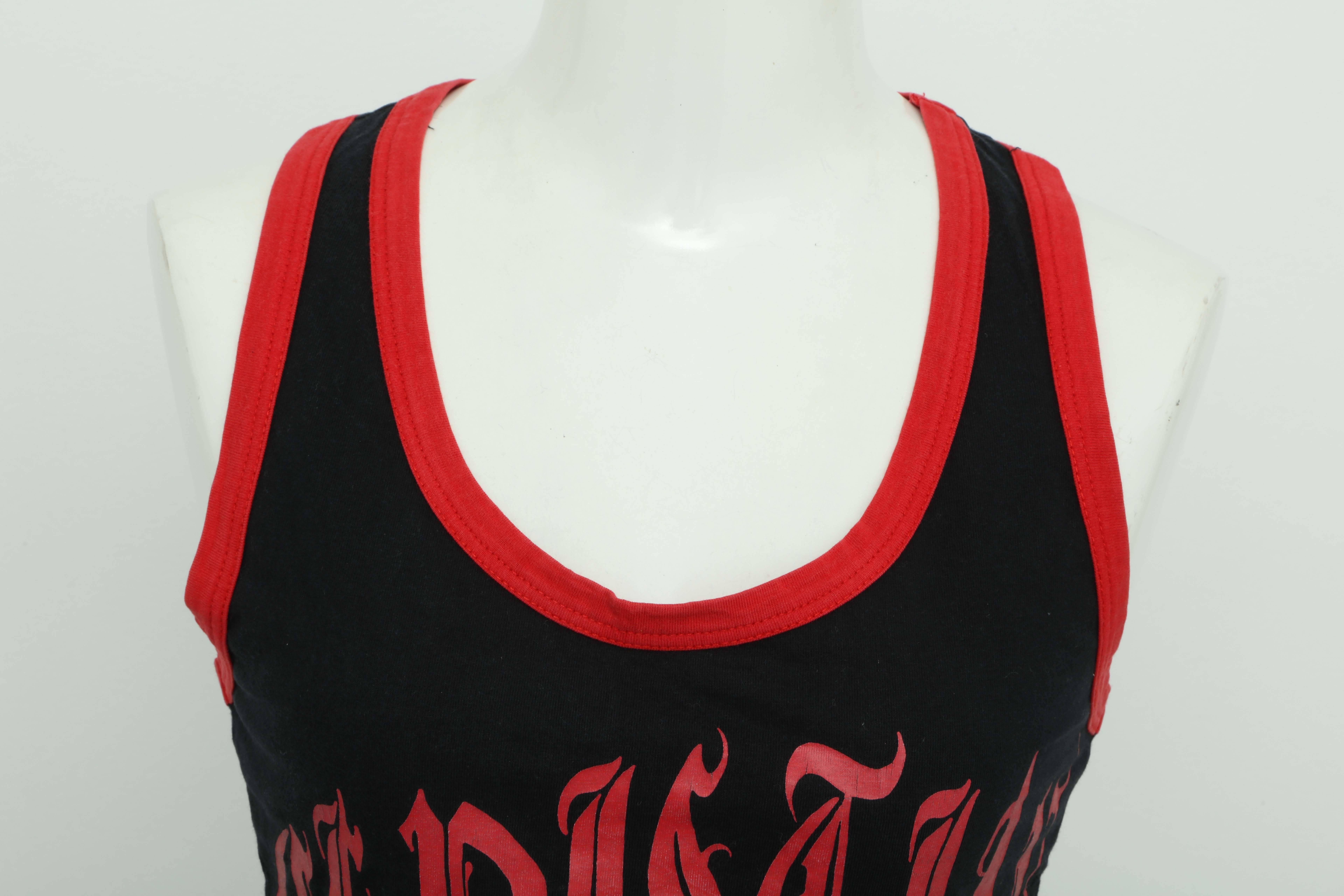 Christian Dior Red/Black Tank Top with gothic logo. 