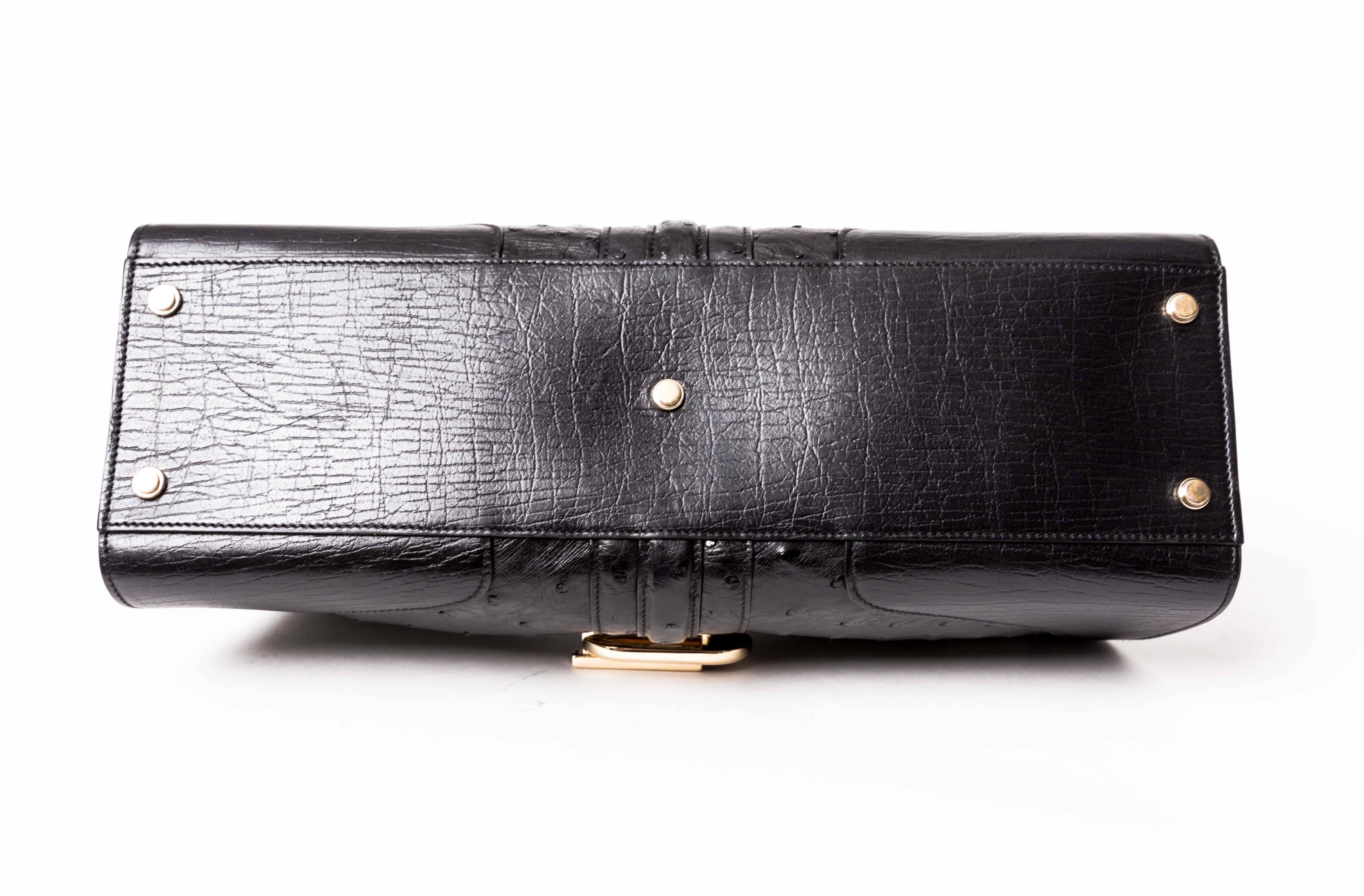 Gucci Black Ostrich Sherry Bag with Gold-Tone Hardware 1