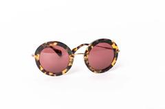 Miu Miu Tortoiseshell-Acetate Round Sunglasses
