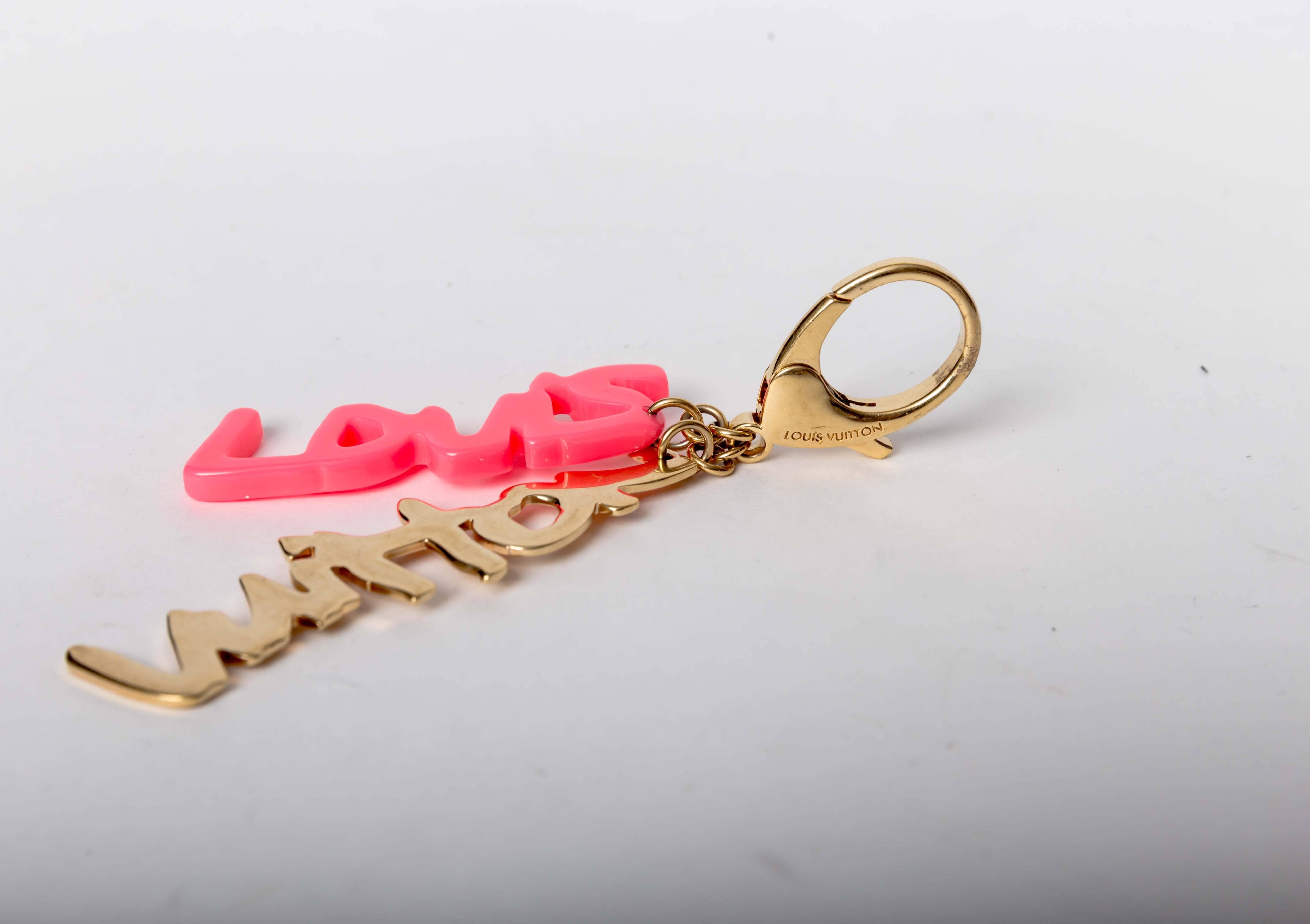 Women's Louis Vuitton Stephen Sprouse Gold Tone Pink Resin Graffiti Keychain Bag Charm