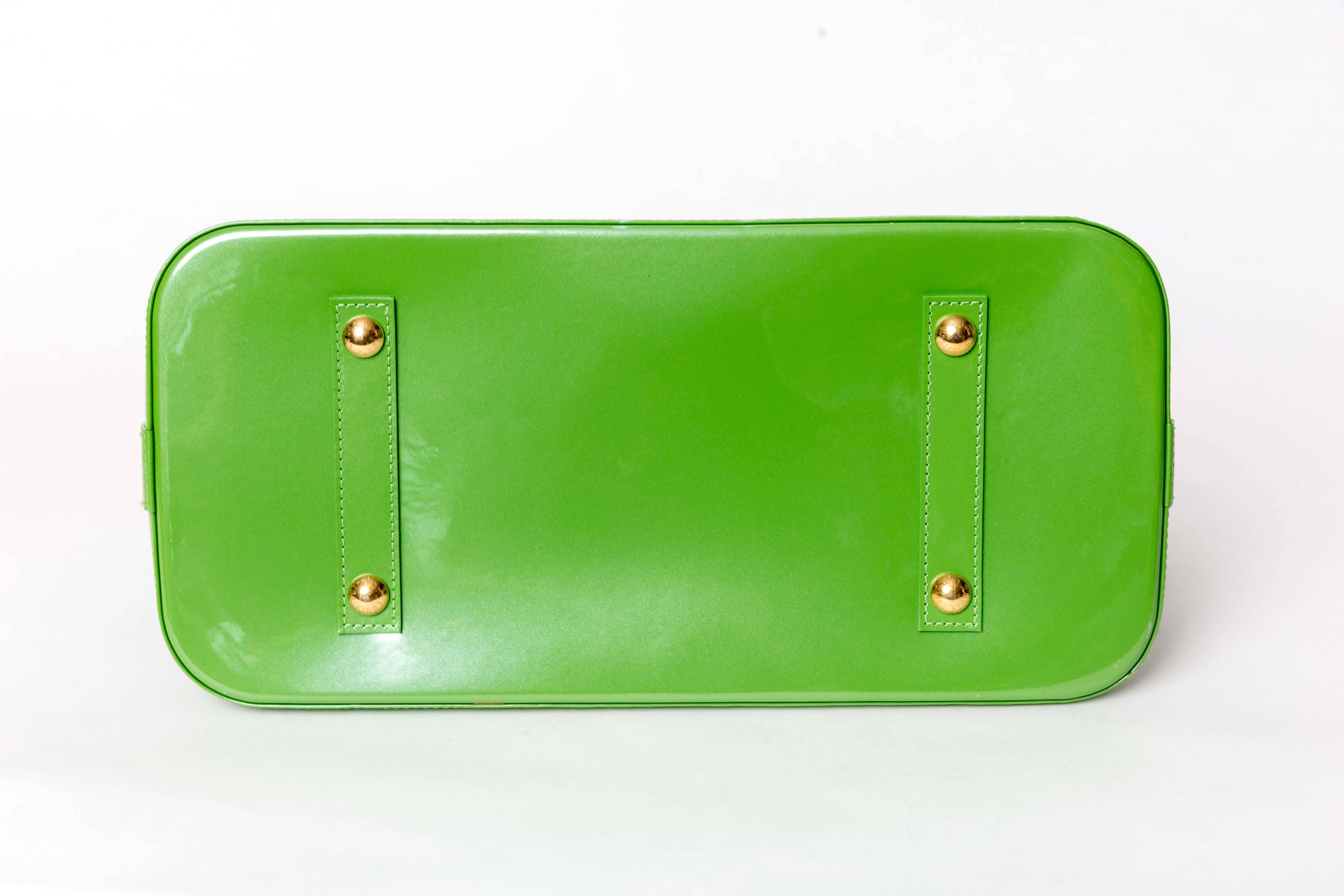 Women's Louis Vuitton Alma Monogram Vernis Gm Satchel in Pale Green