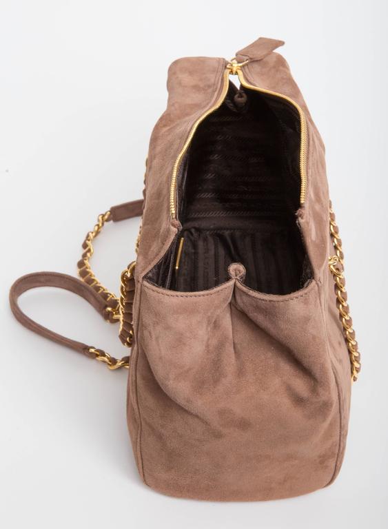 Prada Vintage Suede Double Chain Handle Shoulder Bag at 1stDibs