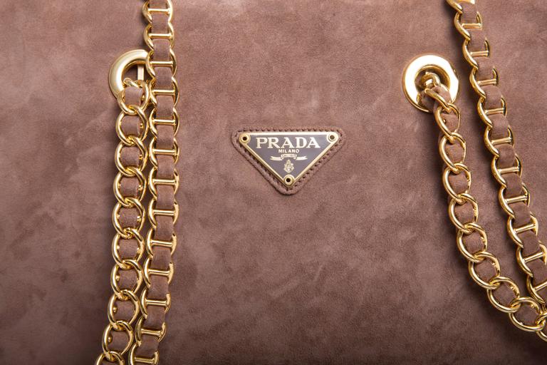 Prada Vintage Suede Double Chain Handle Shoulder Bag at 1stDibs
