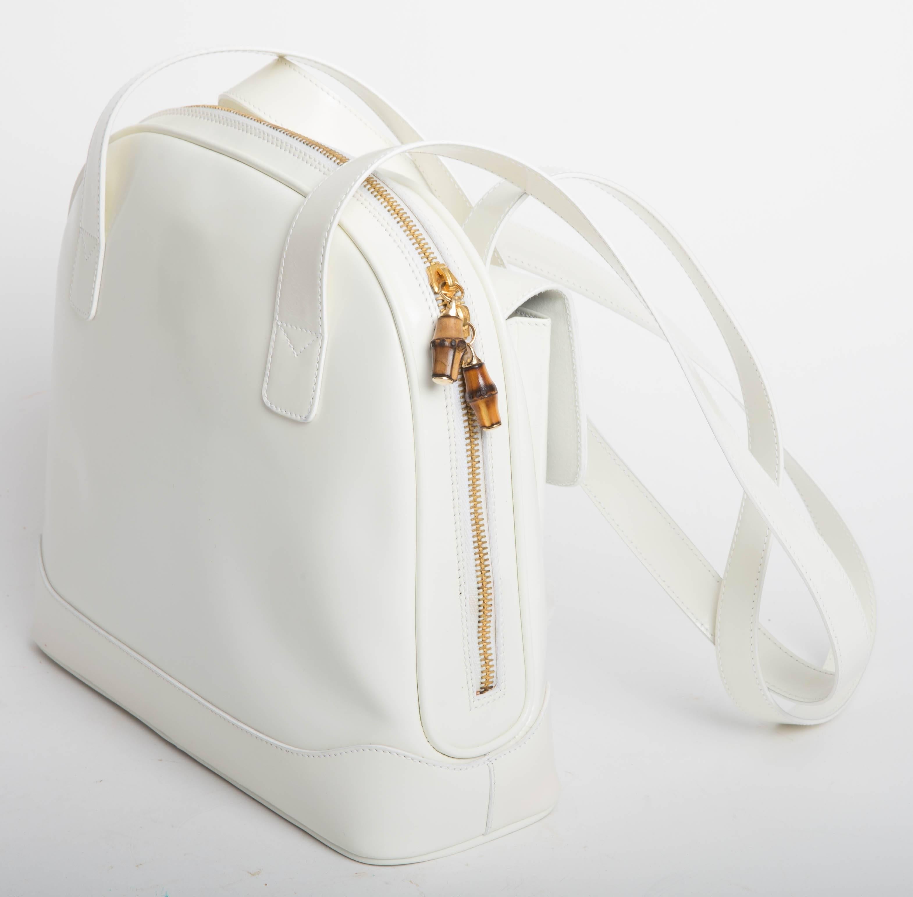 white patent leather purse