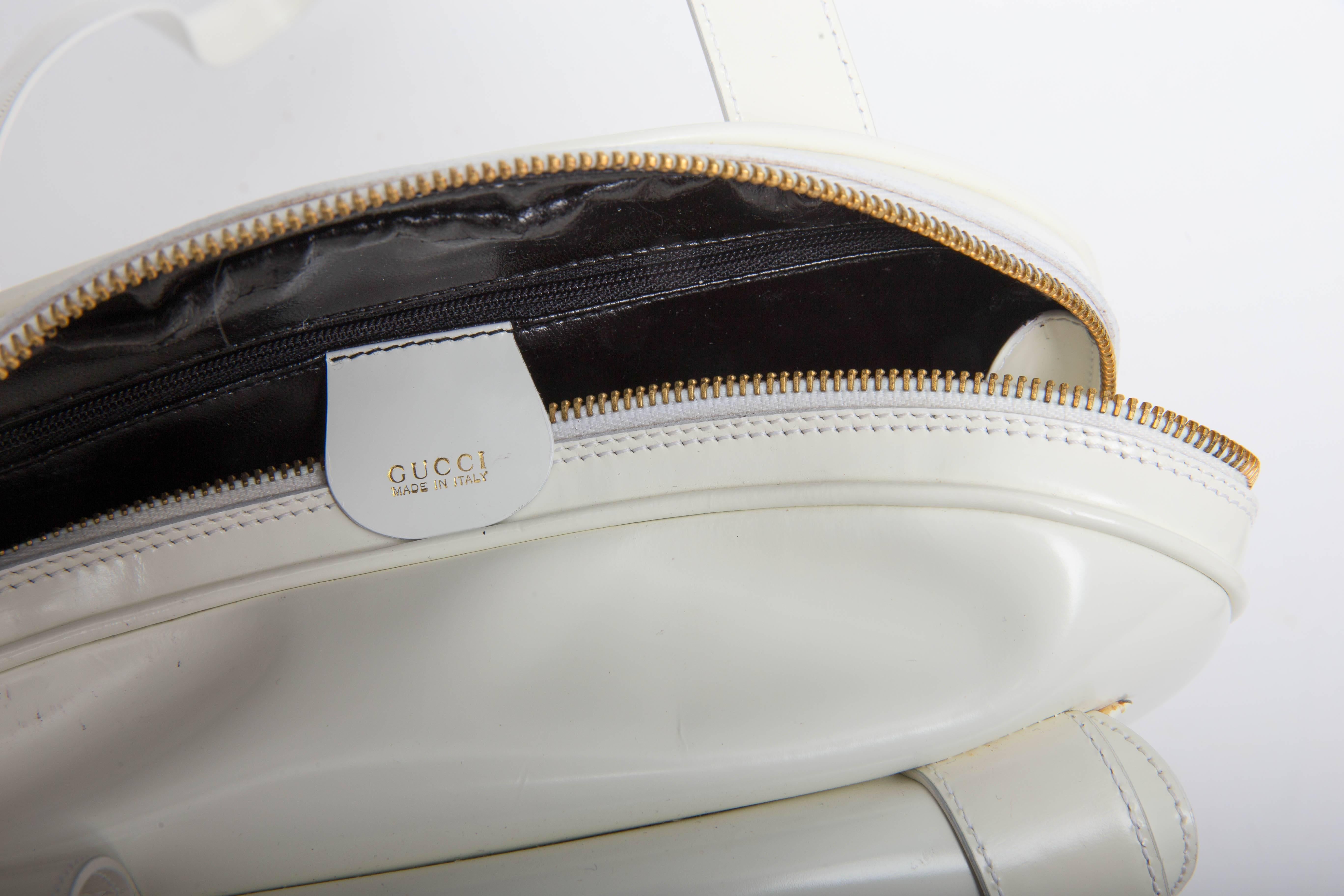 Gucci Vintage White Patent Leather Shoulder Bag 1