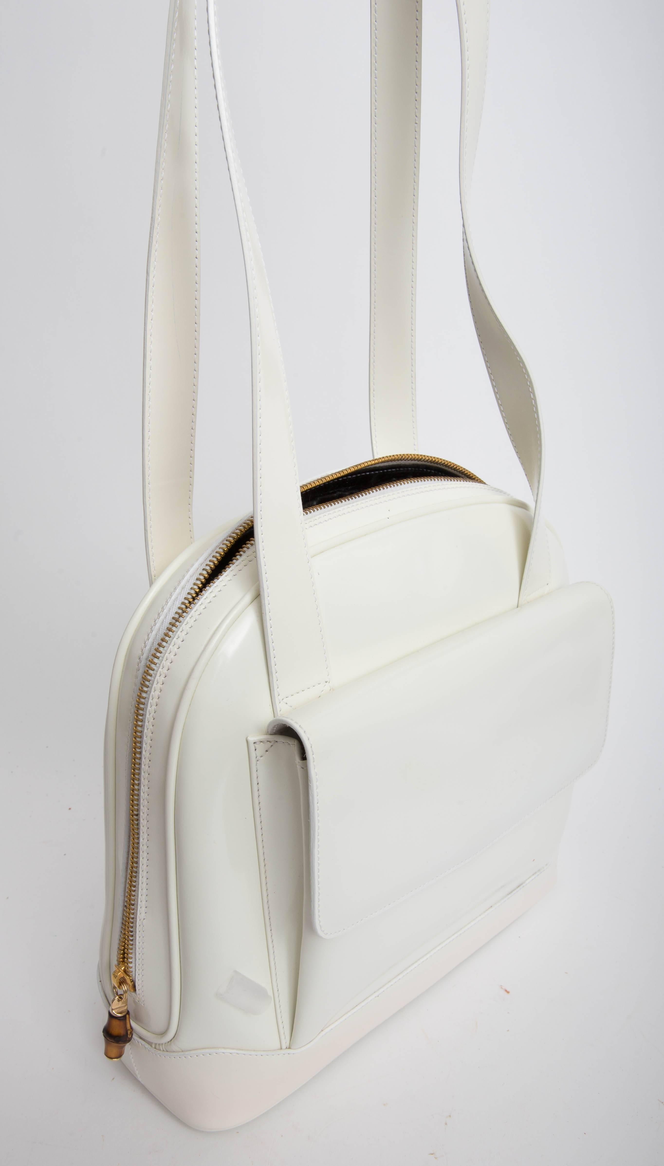 Gucci Vintage White Patent Leather Shoulder Bag 2