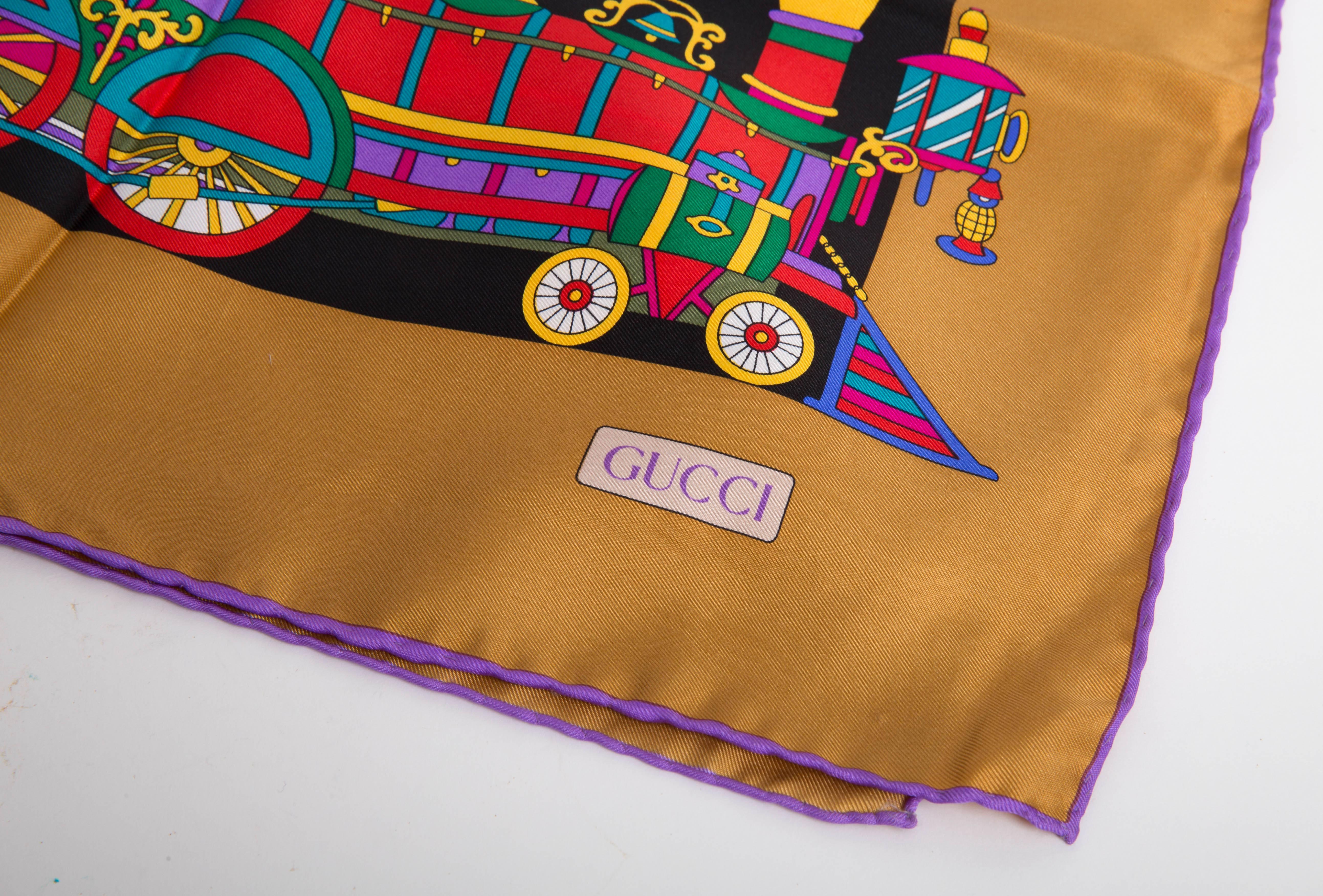 Women's Vintage Gucci Circus Collection Silk Scarf
