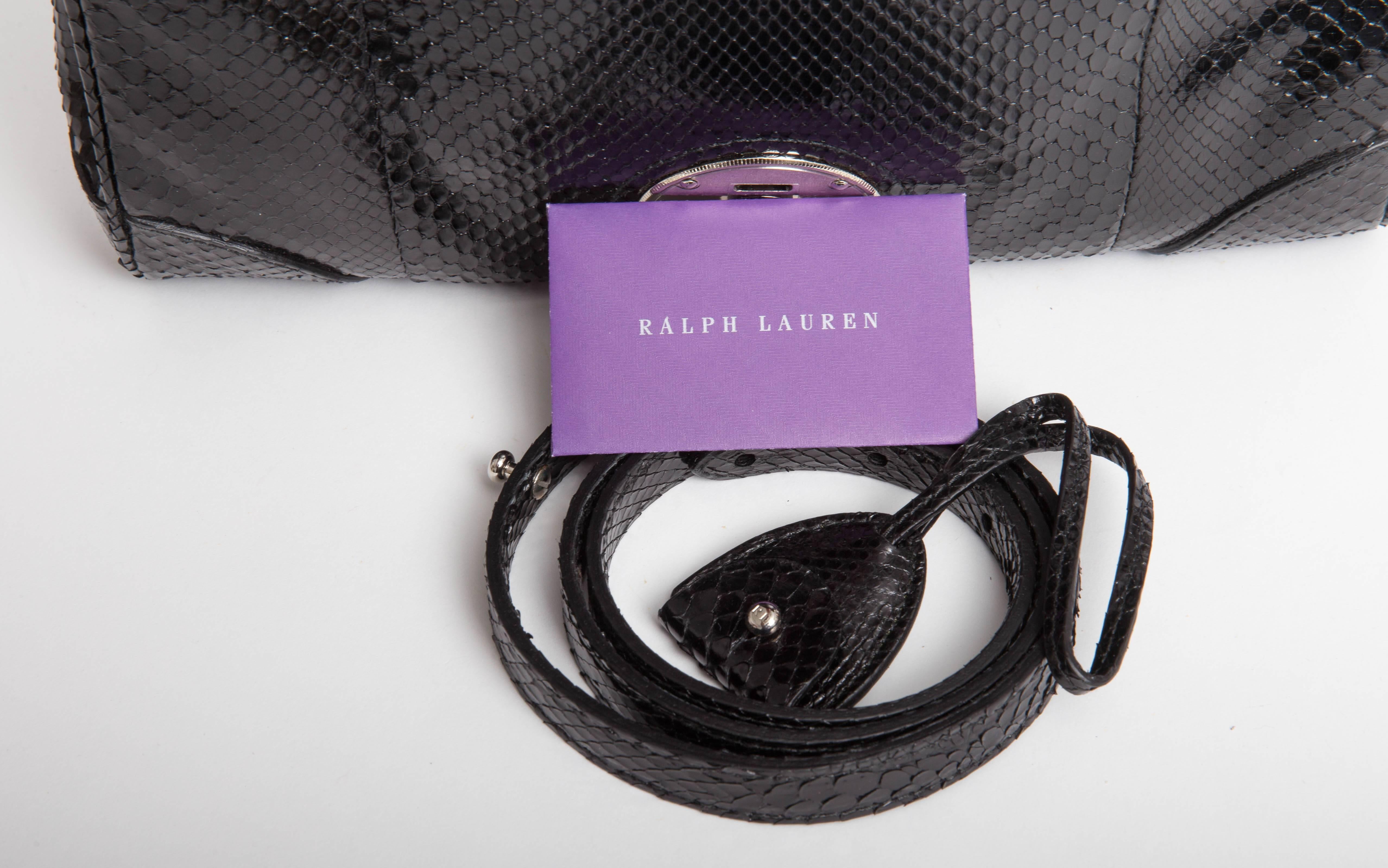 Ralph Lauren  Monaco Black Python Convertible Clutch  4