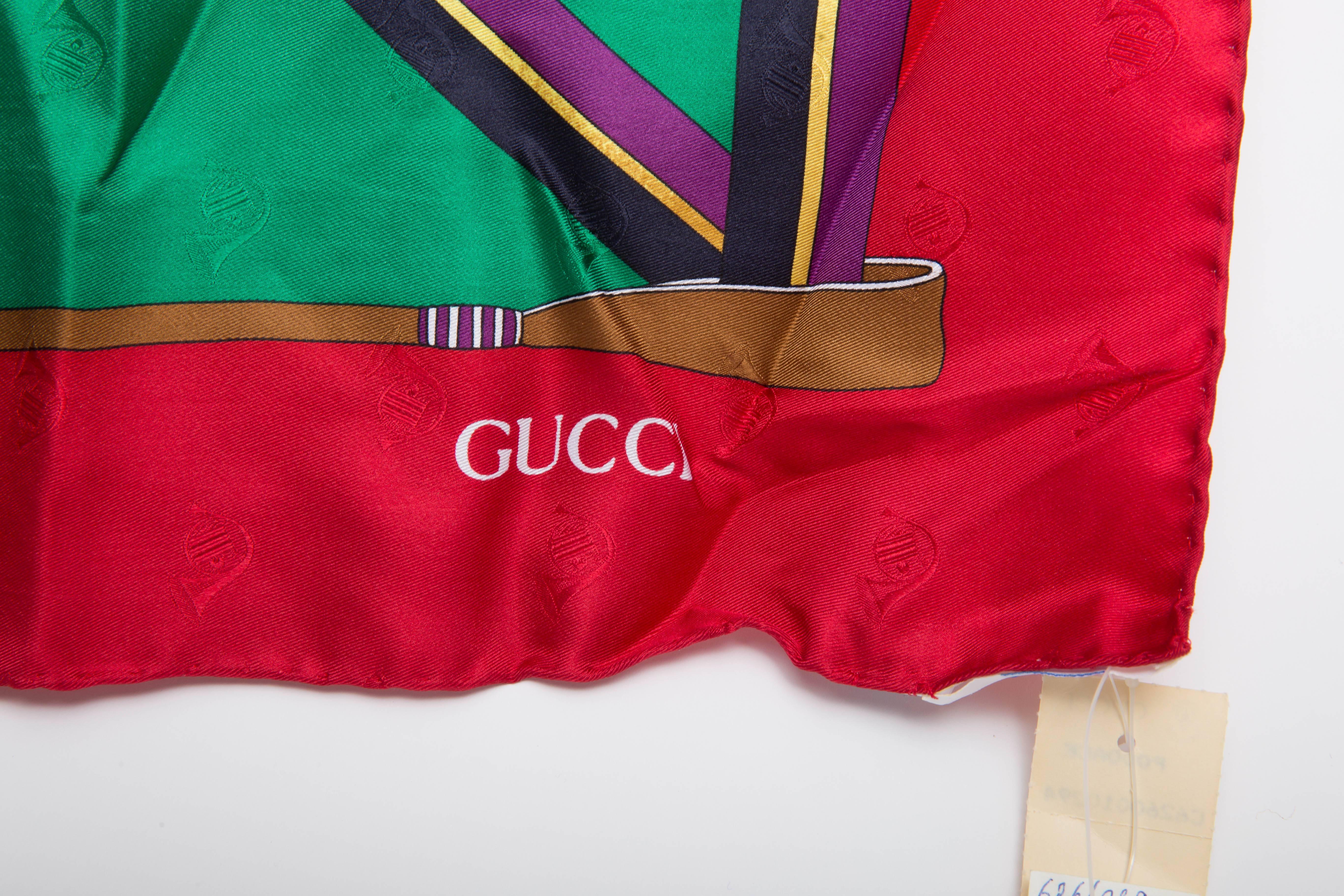 Vintage Gucci Silk Horse Themed Scarf  In New Condition In Westhampton Beach, NY