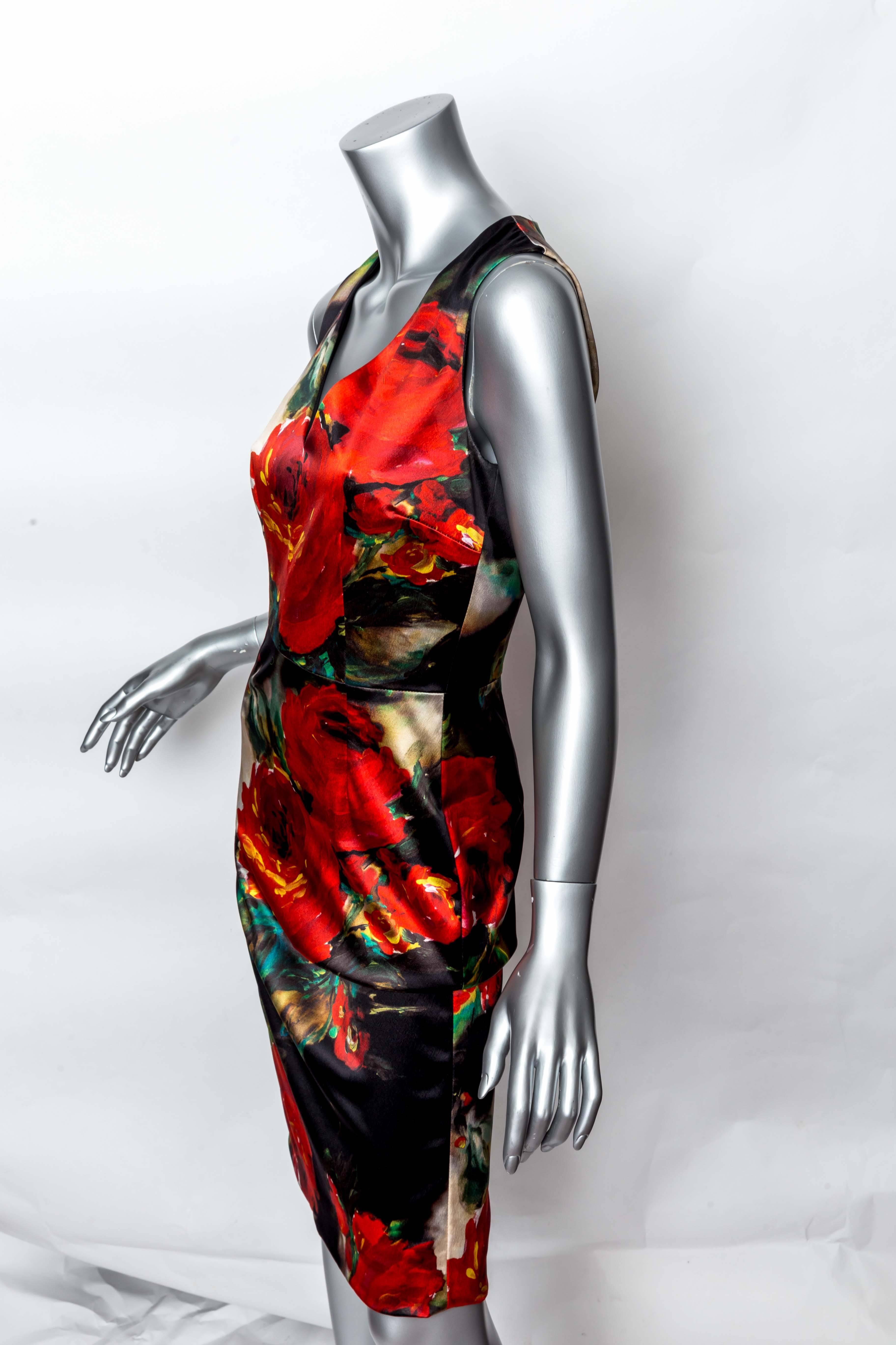 Dolce & Gabbana Silk Floral Sheath Dress  In Excellent Condition In Westhampton Beach, NY