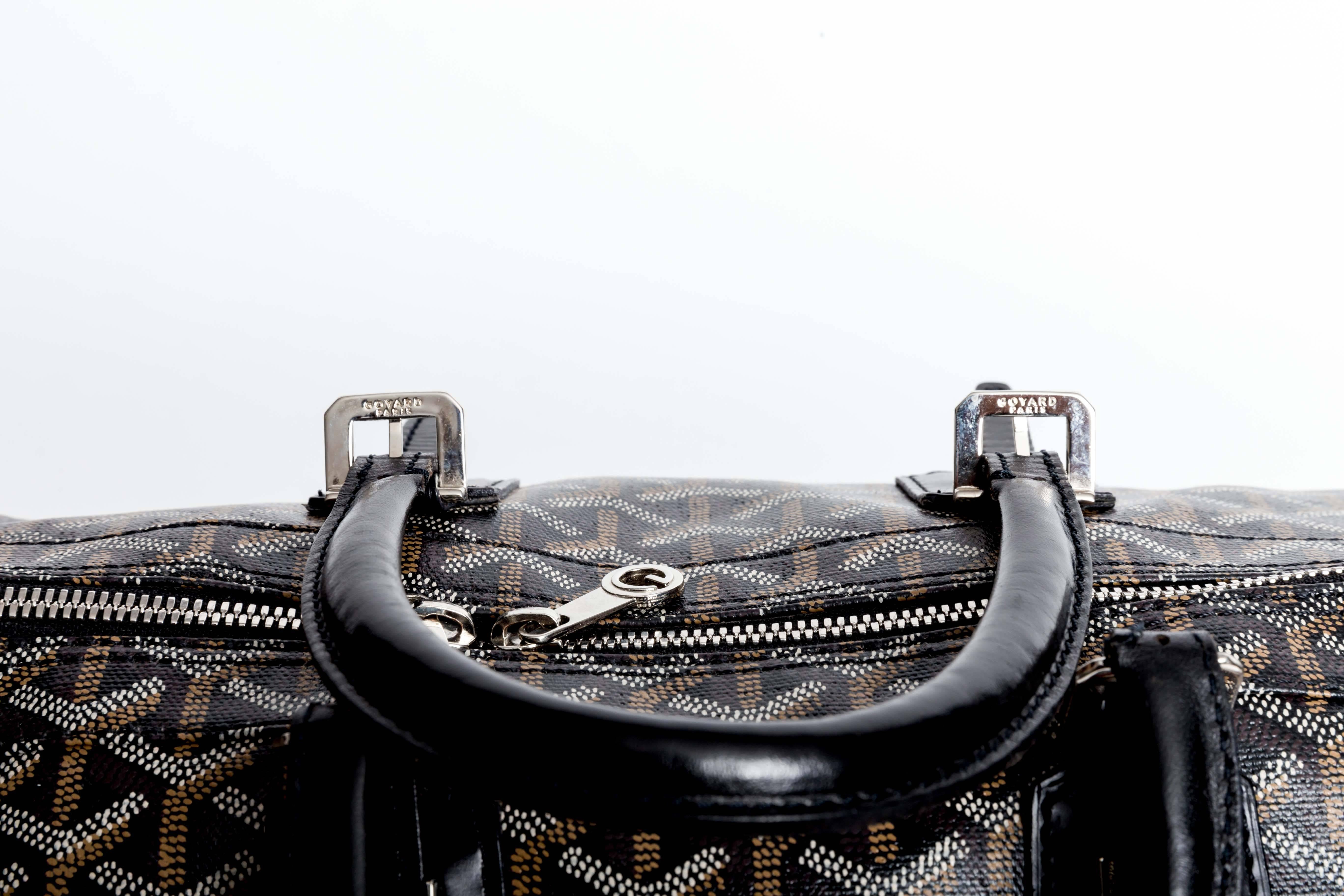 Goyard Croisiere Medium 35 Boston Bag Canvas/Leather Black In Good Condition In Westhampton Beach, NY