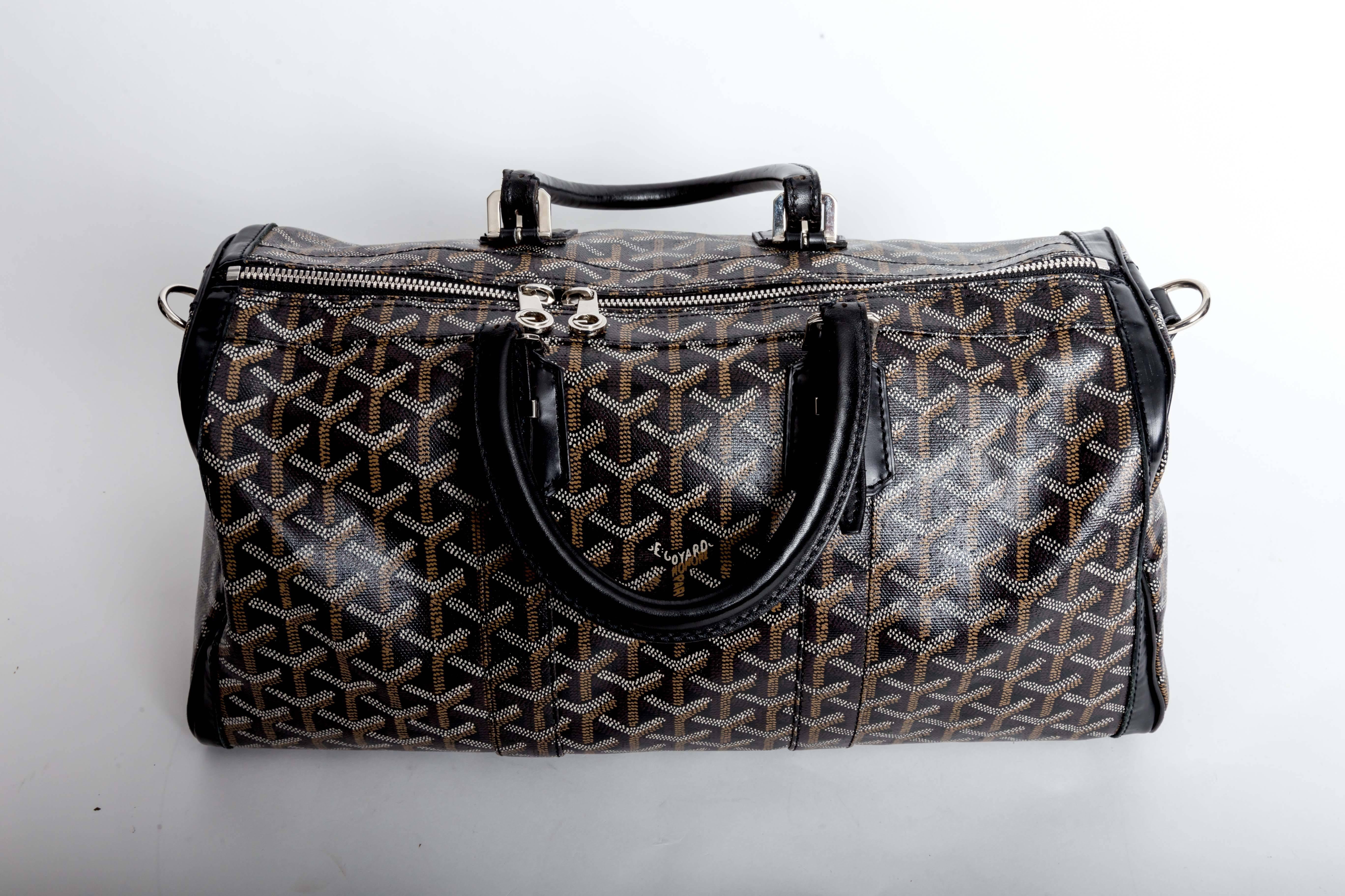 Women's Goyard Croisiere Medium 35 Boston Bag Canvas/Leather Black