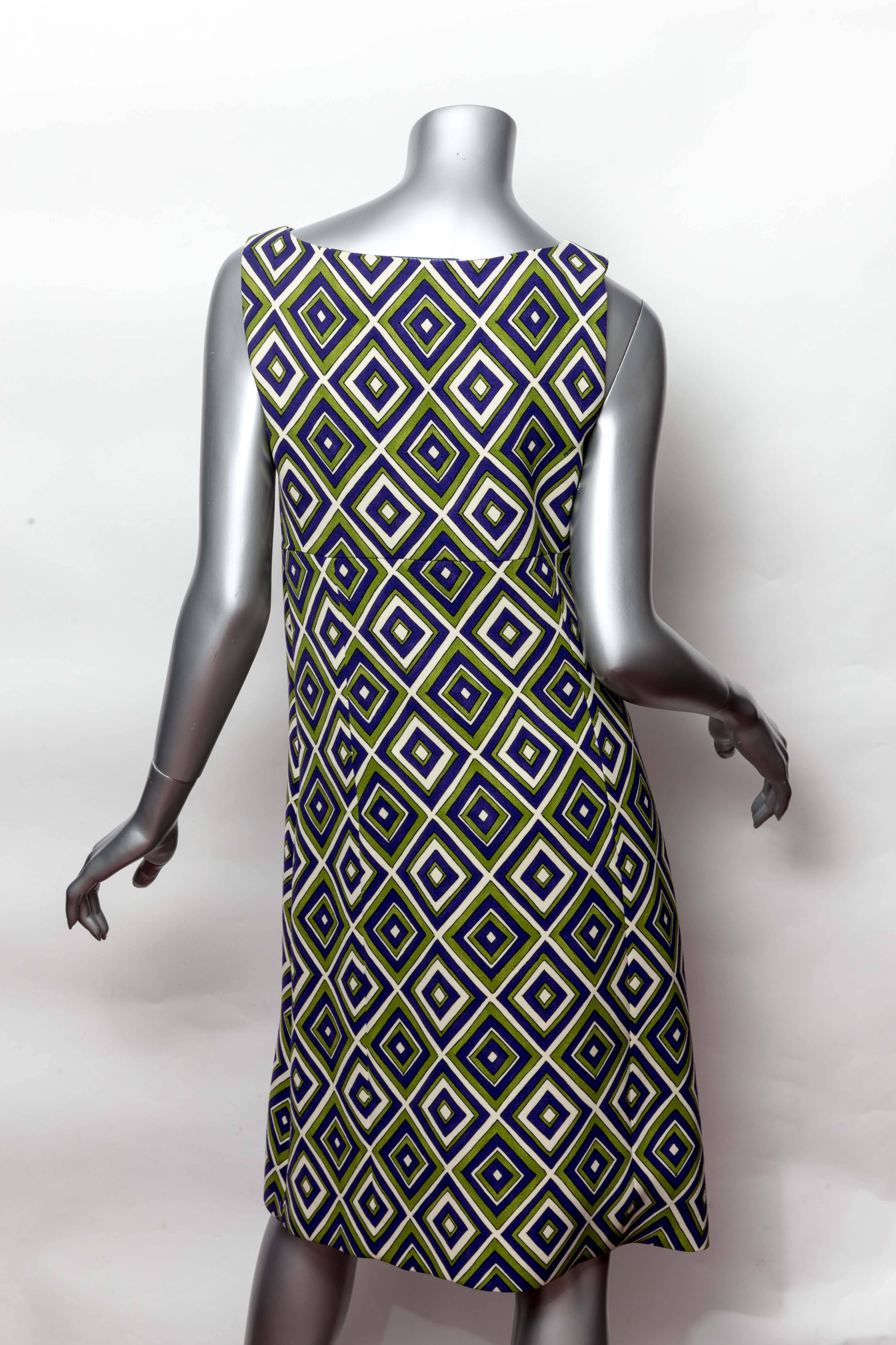 Women's Prada Geometric Print Dress with Resin Embellishment