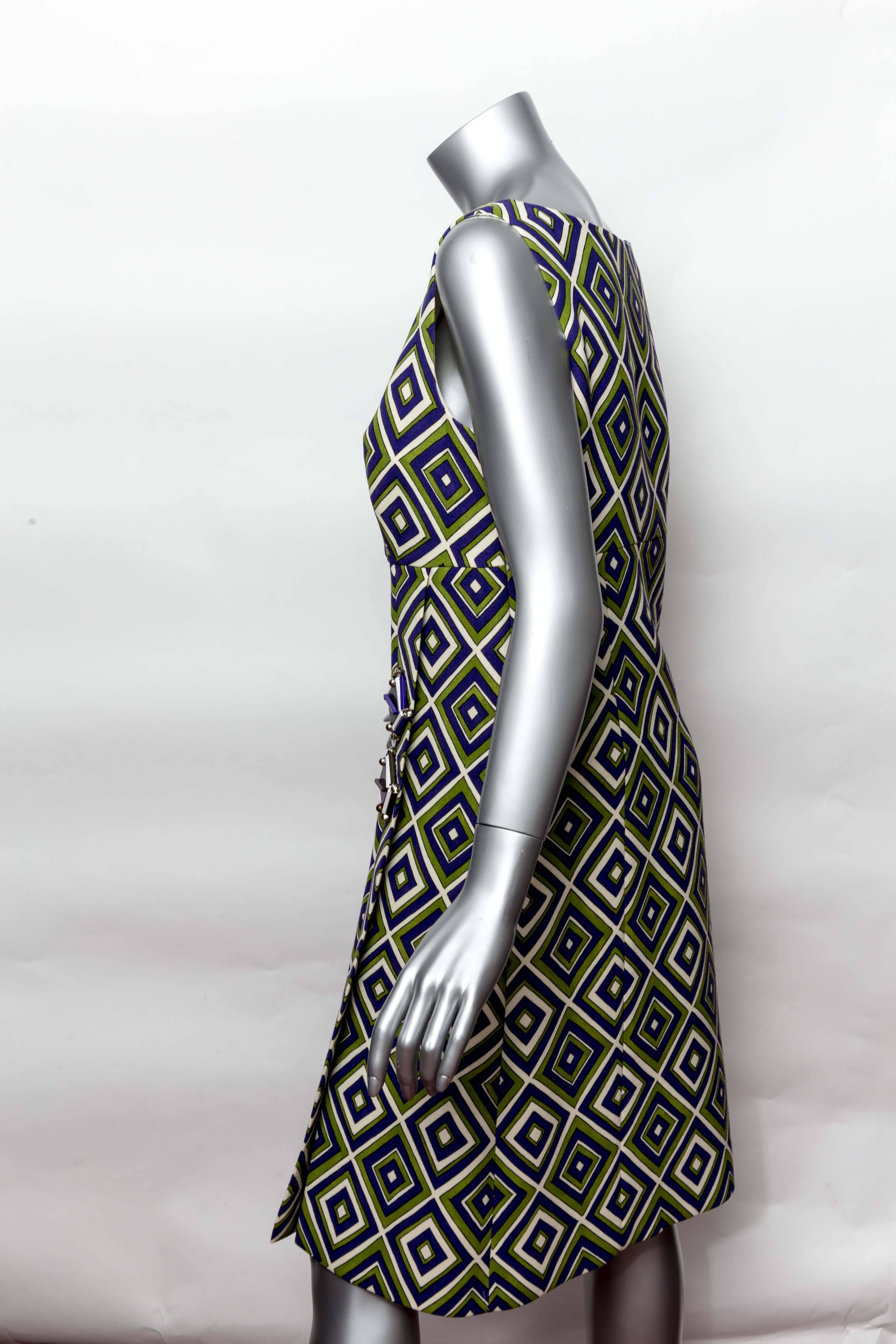 Prada Geometric Print Dress with Resin Embellishment 1
