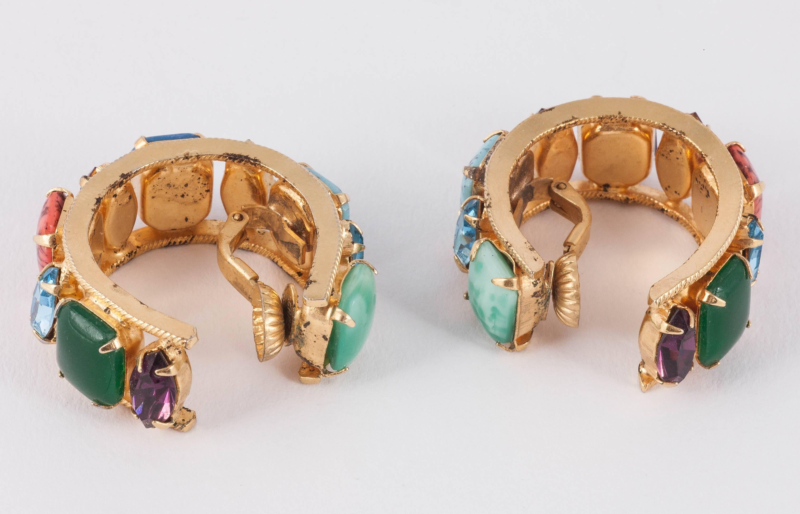 Ingenious Schreiner 1960s hoop earrings, full of brilliant colour!  2