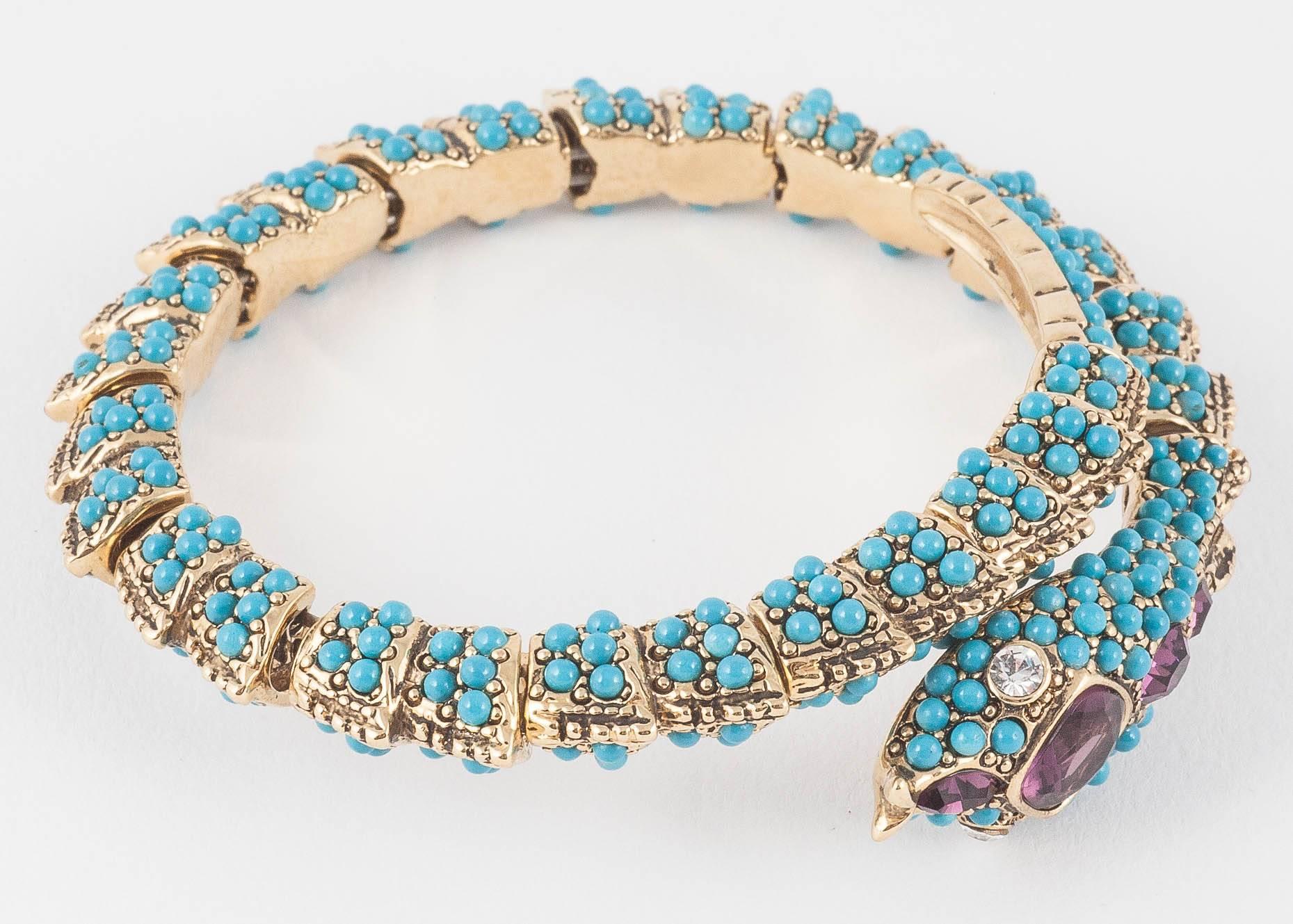 Enchanting and fine Kenneth Jay Lane 'snake' bracelet, 1970s In Excellent Condition In Greyabbey, County Down