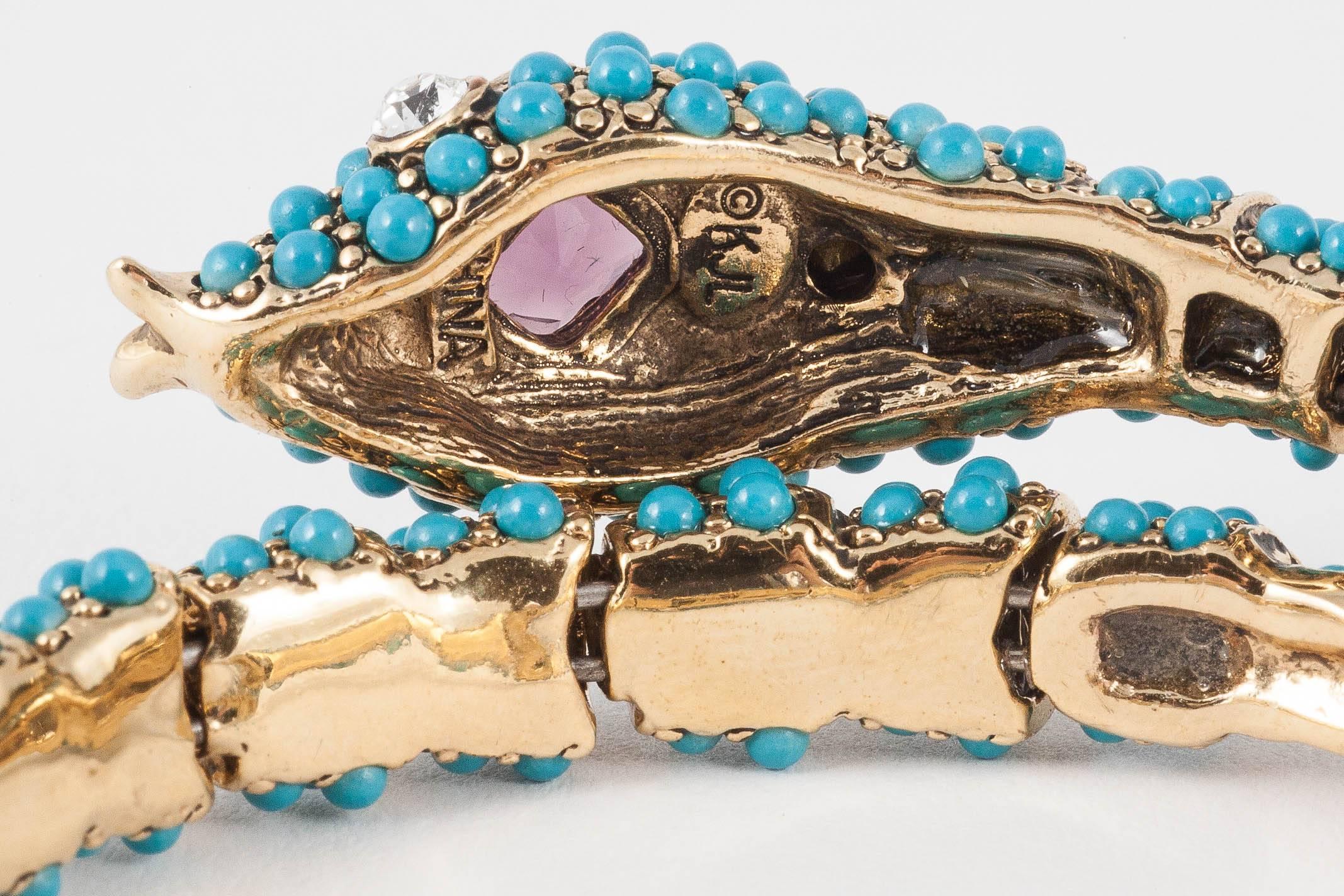 Enchanting and fine Kenneth Jay Lane 'snake' bracelet, 1970s 3