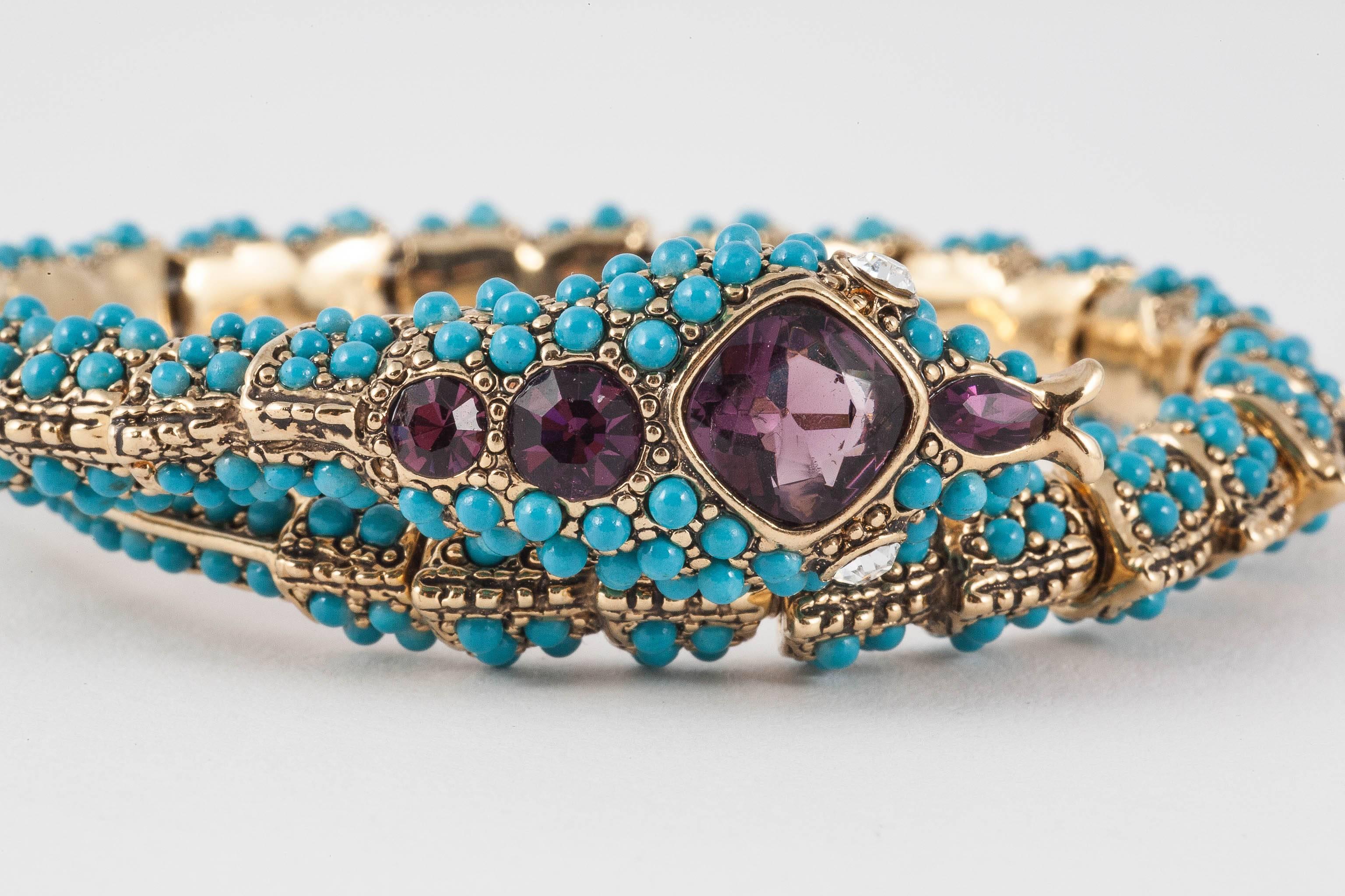 Enchanting and fine Kenneth Jay Lane 'snake' bracelet, 1970s 4