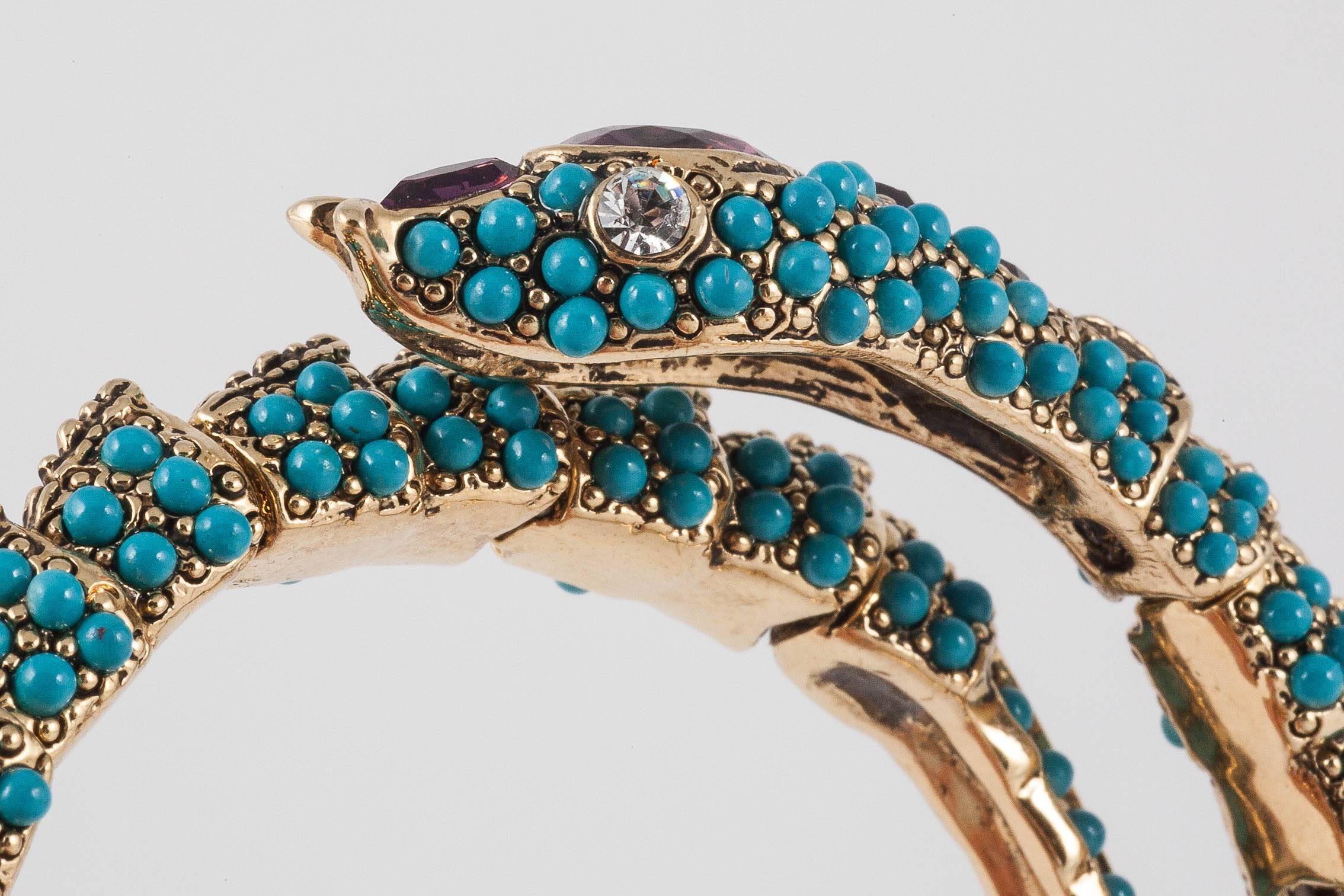 Enchanting and fine Kenneth Jay Lane 'snake' bracelet, 1970s 5