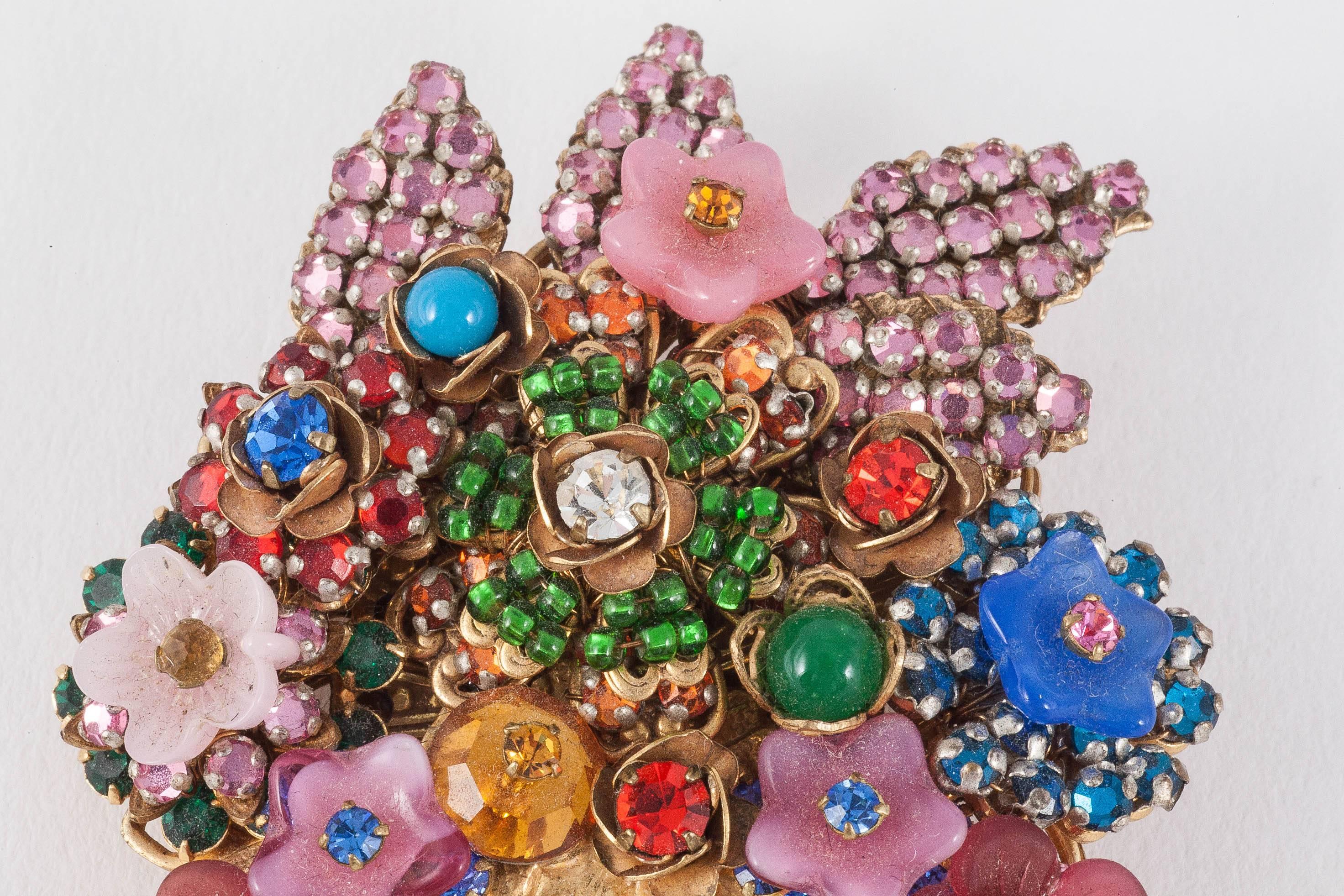 Women's Stanley Hagler Tutti fruity basket of flowers brooch and earrings set 