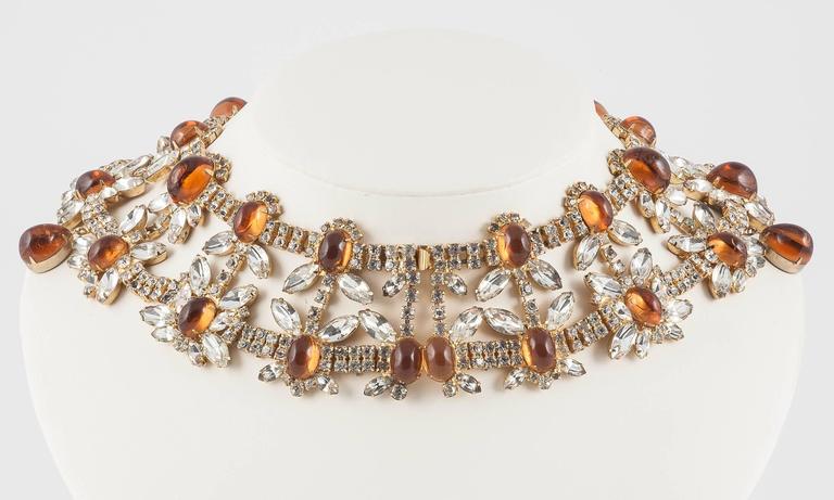 A dynamic topaz cabochon and paste collar, KJL (Kenneth Jay Lane), 1960s For Sale 1