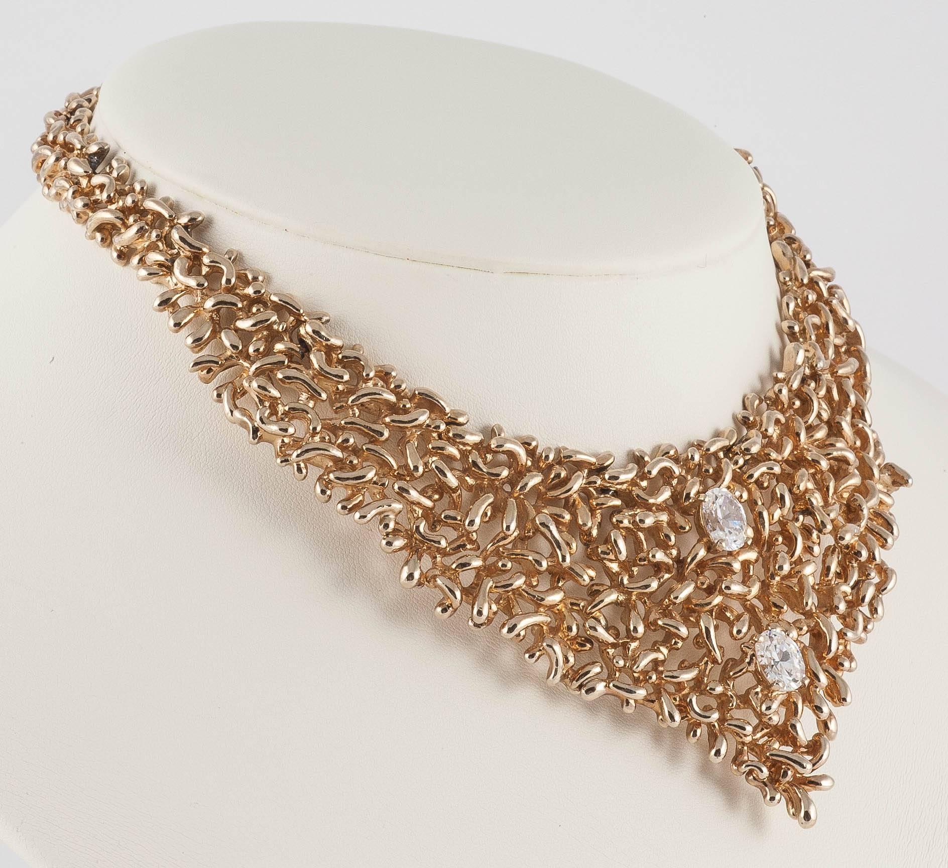 Wild organic 1970s bib necklace by Panetta USA 1