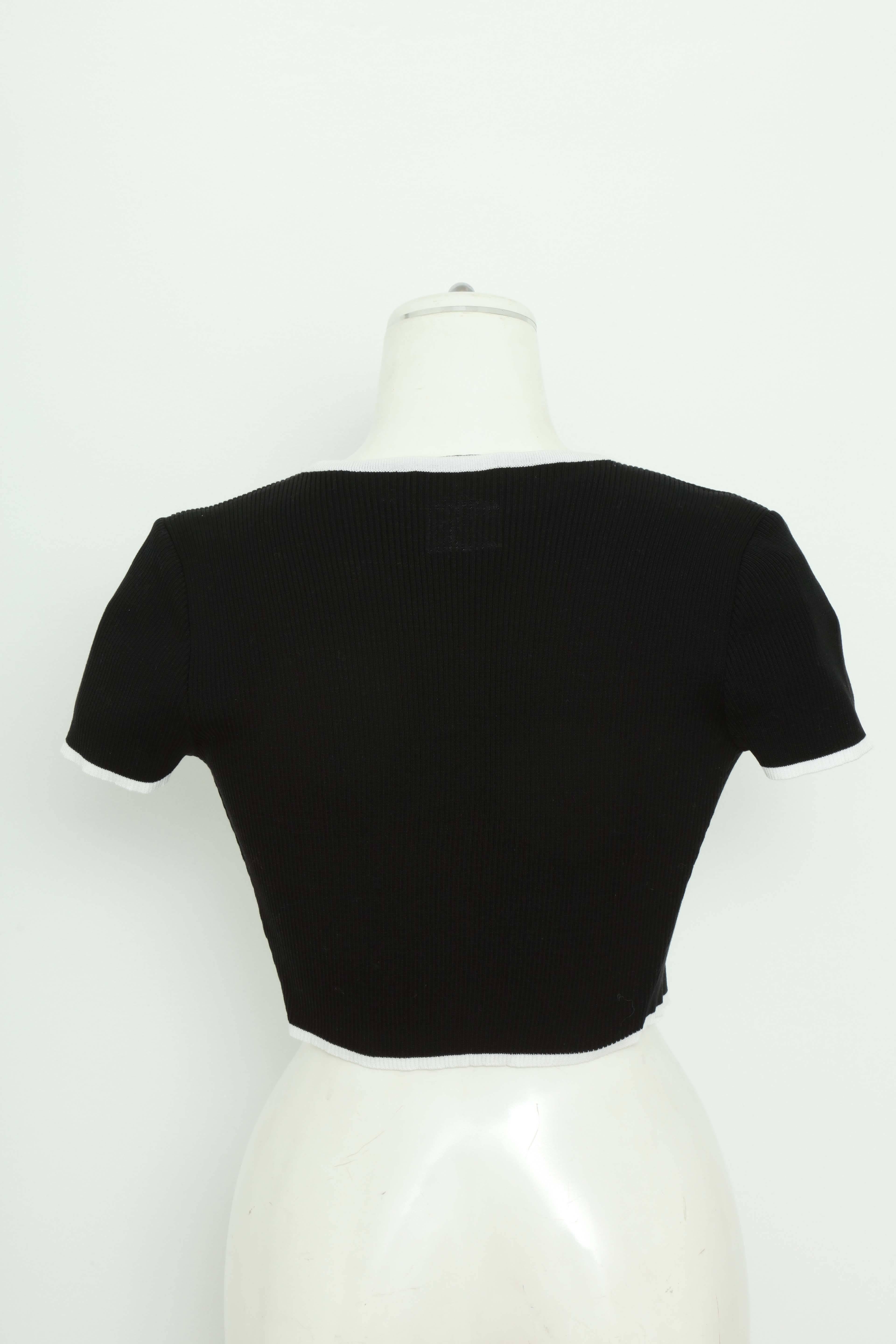 Vintage Chanel 1995 Black Cropped Twin Knit Sweater 1