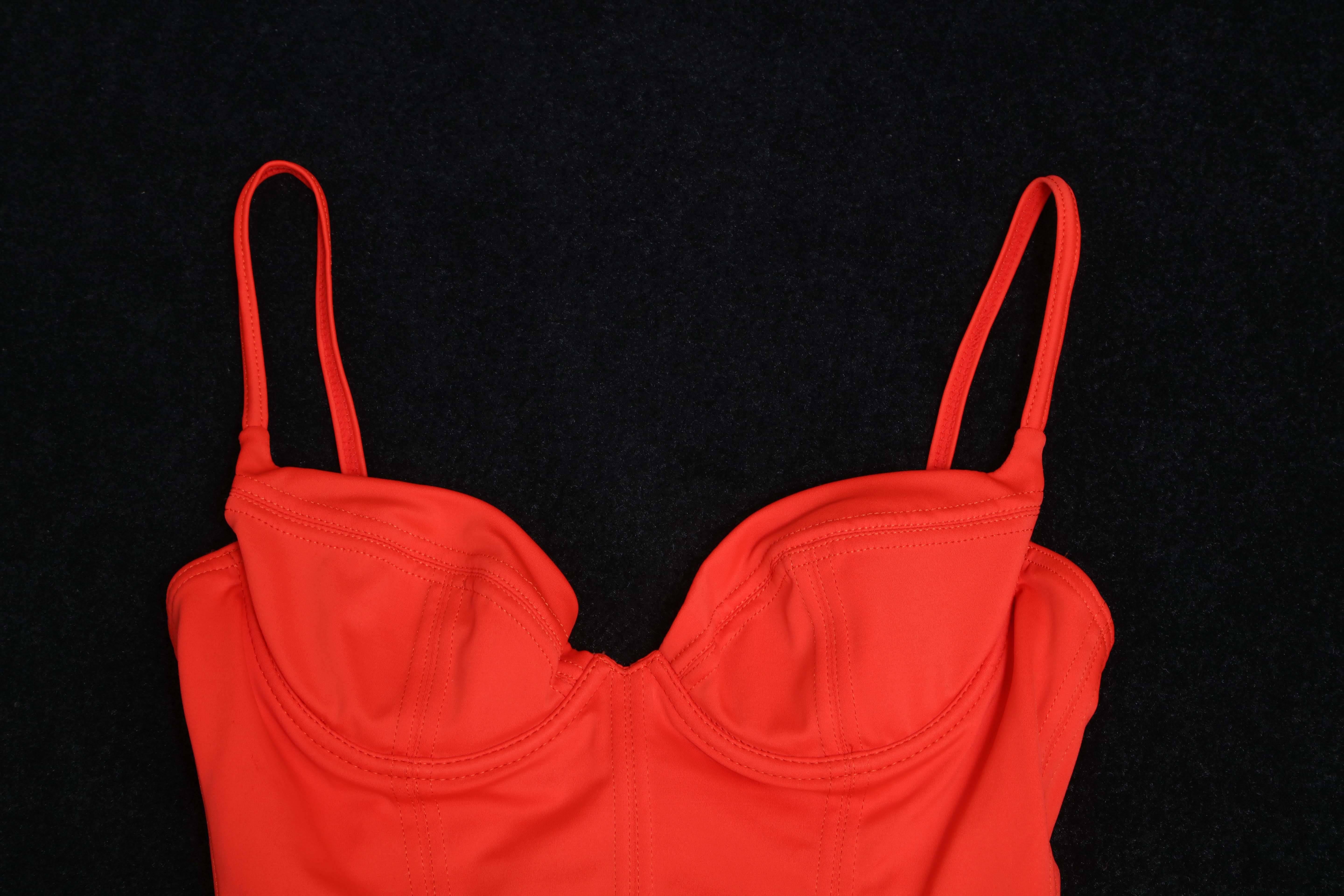 Very rare vintage Chanel red swimsuits as seen on Claudia Schiffer. From 1995 Spring collection.
French size 38