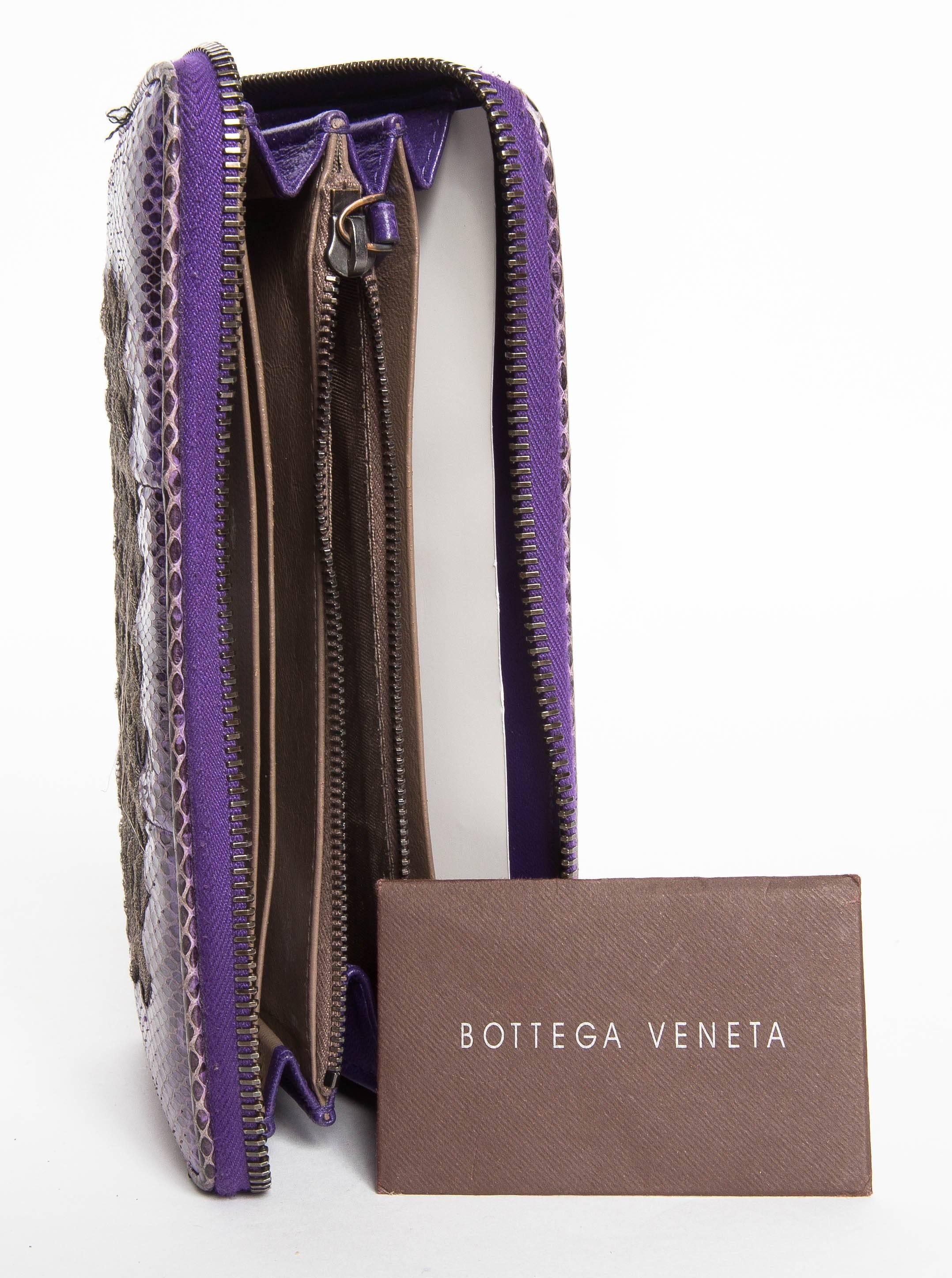 Bottega Veneta Snakeskin and Intrecciato Zip Wallet 1