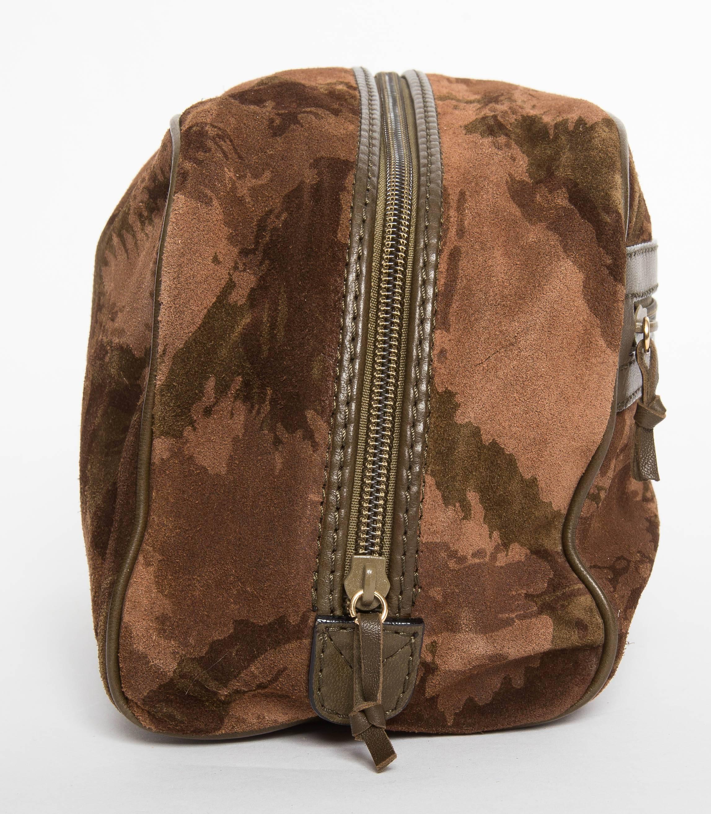 Bottega Veneta Camouflage Suede Dopp Kit For Sale 2