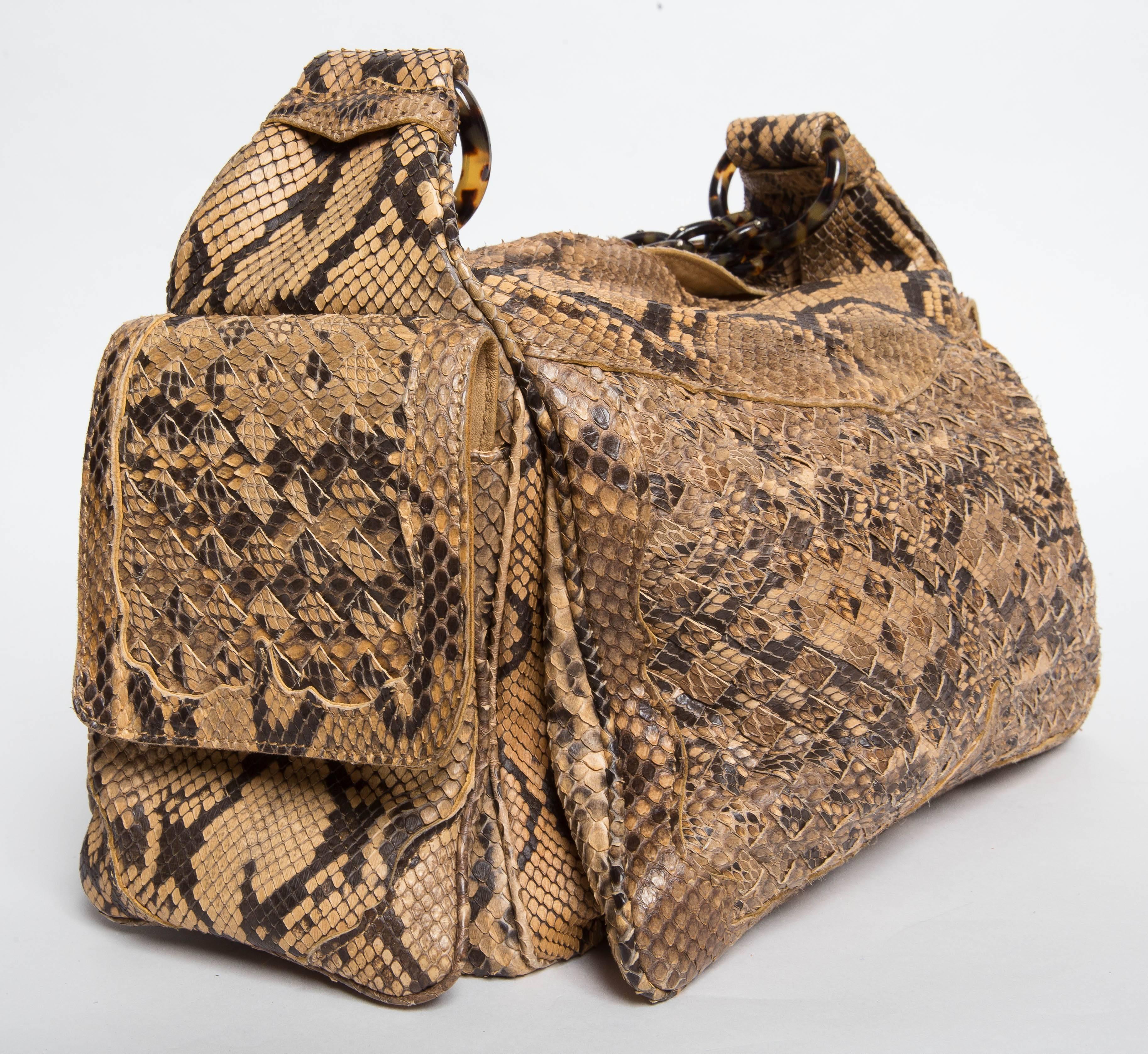 Bottega Veneta Limited Edition Python Shoulder Bag with Tortoise Shell Chain 2