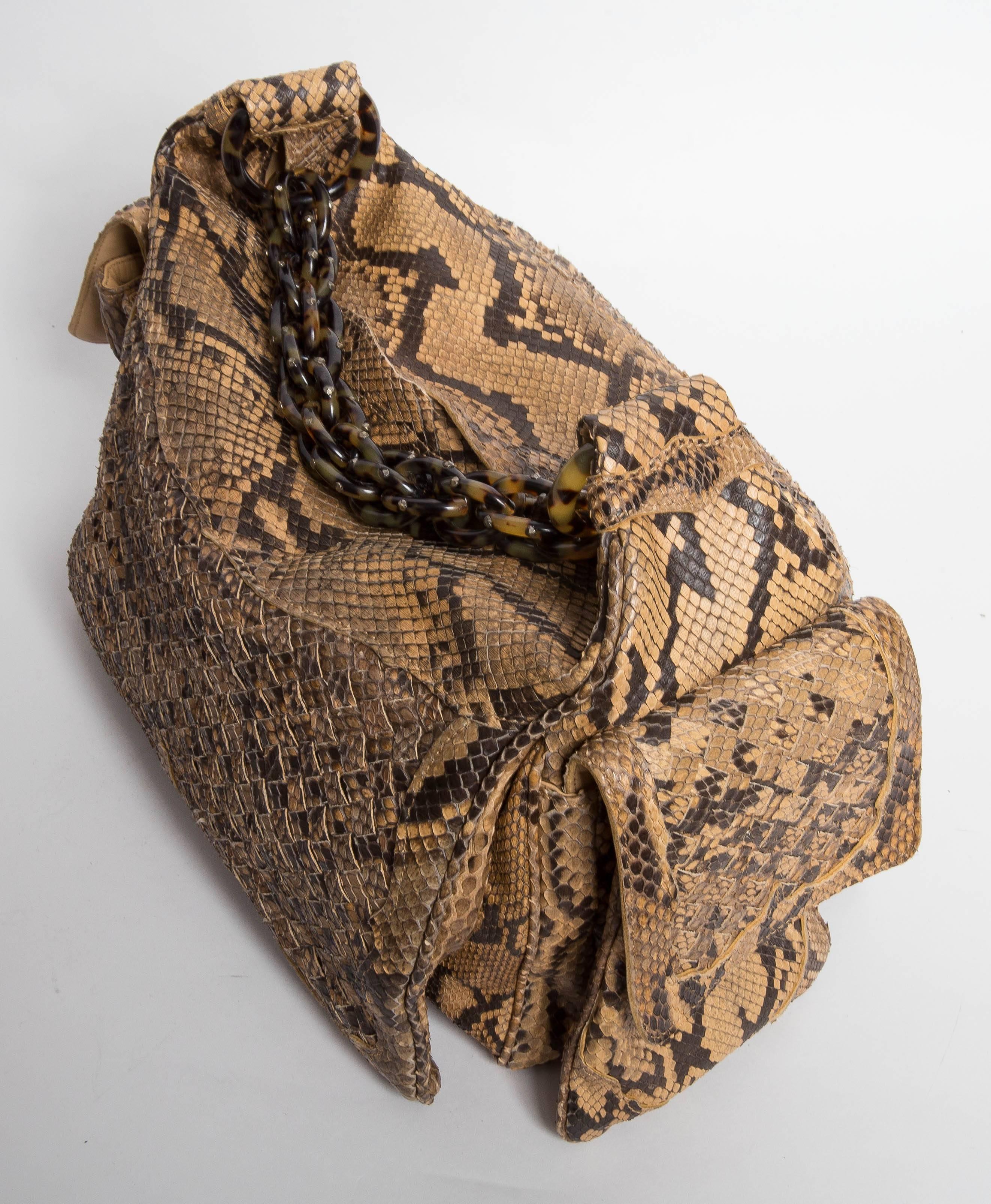 Bottega Veneta Limited Edition Python Shoulder Bag with Tortoise Shell Chain 4