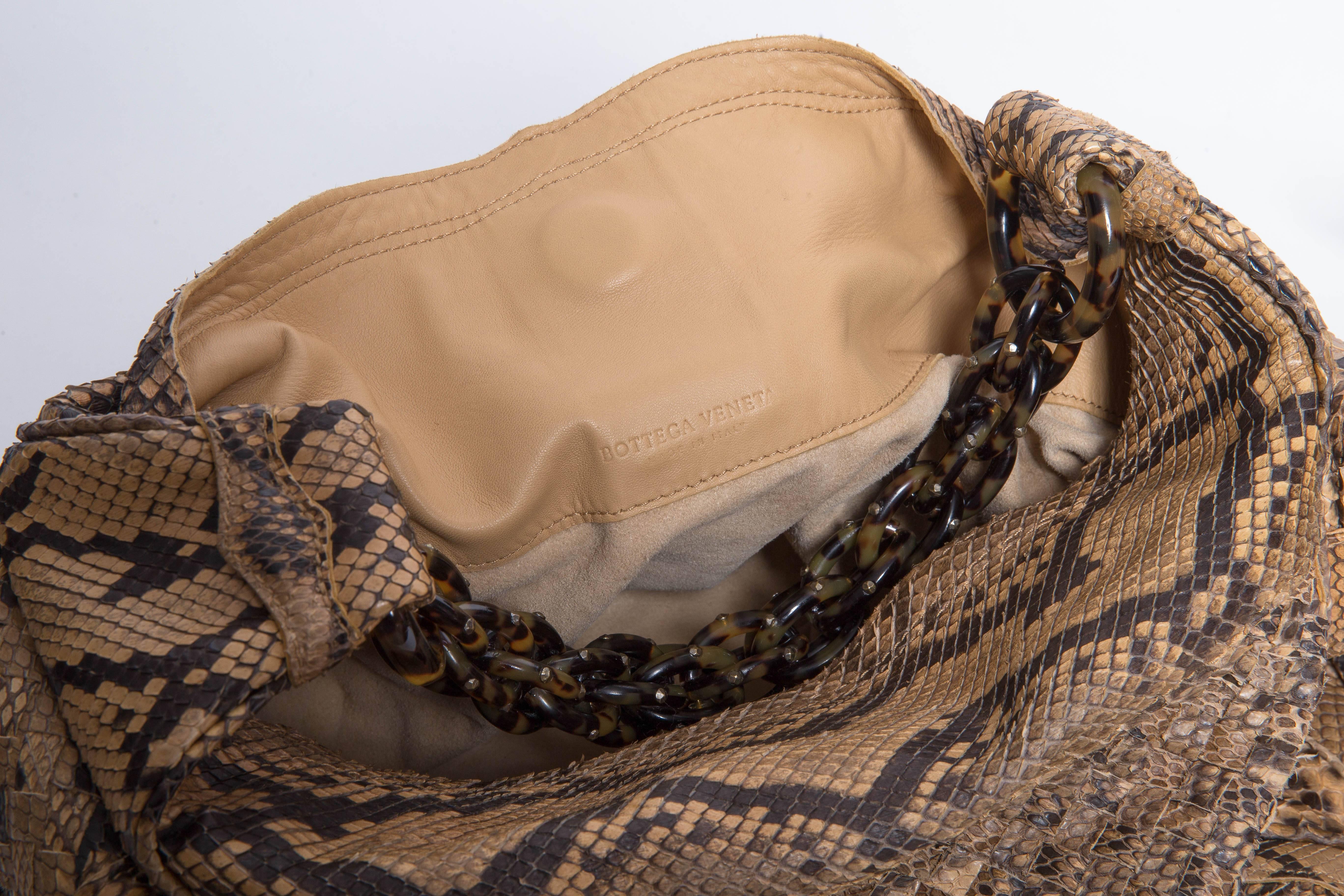 Bottega Veneta Limited Edition Python Shoulder Bag with Tortoise Shell Chain 5
