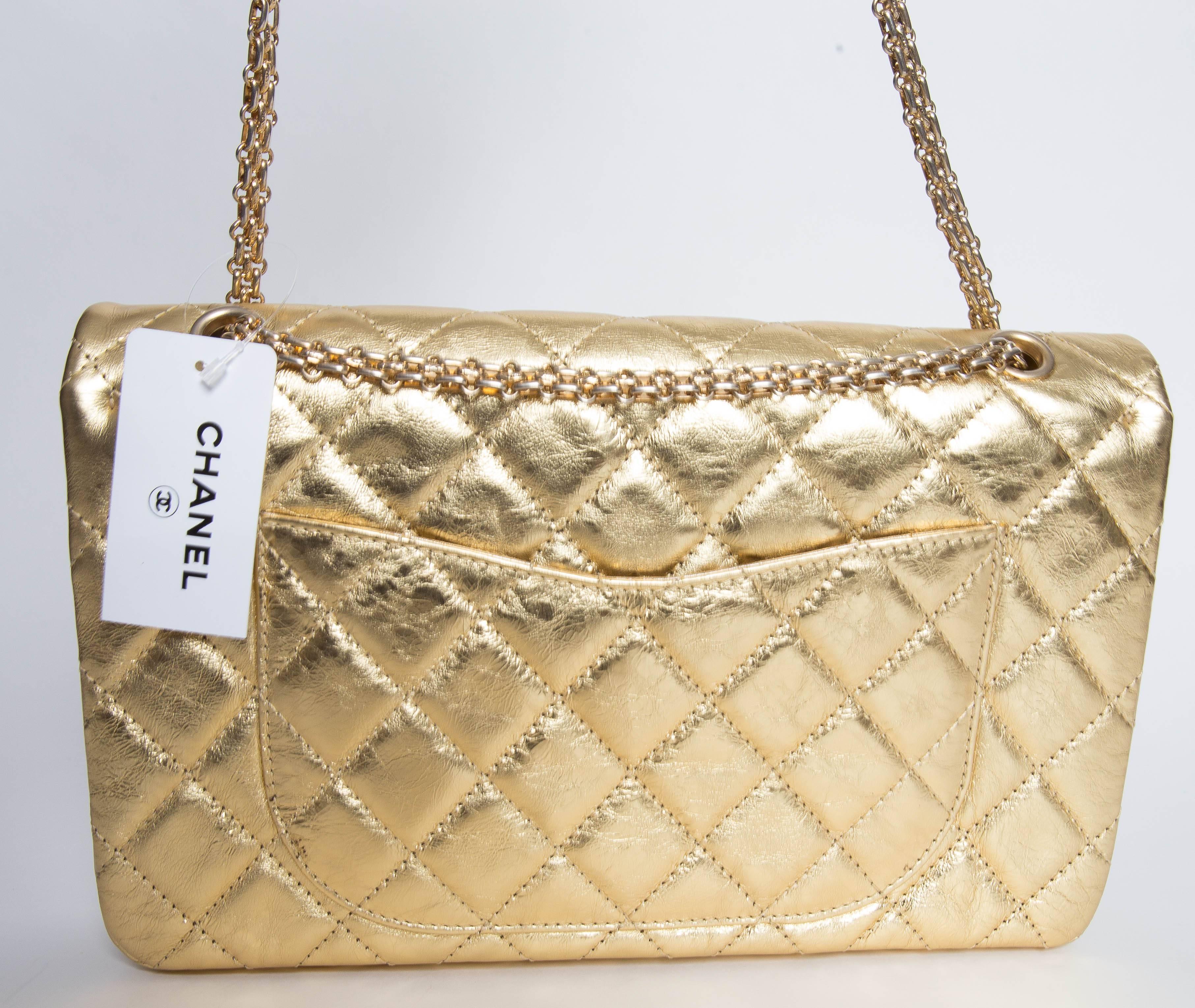 Women's Chanel Gold Jumbo Double Flap Shoulder Bag With Chanel Box and Dustbag, 2008  