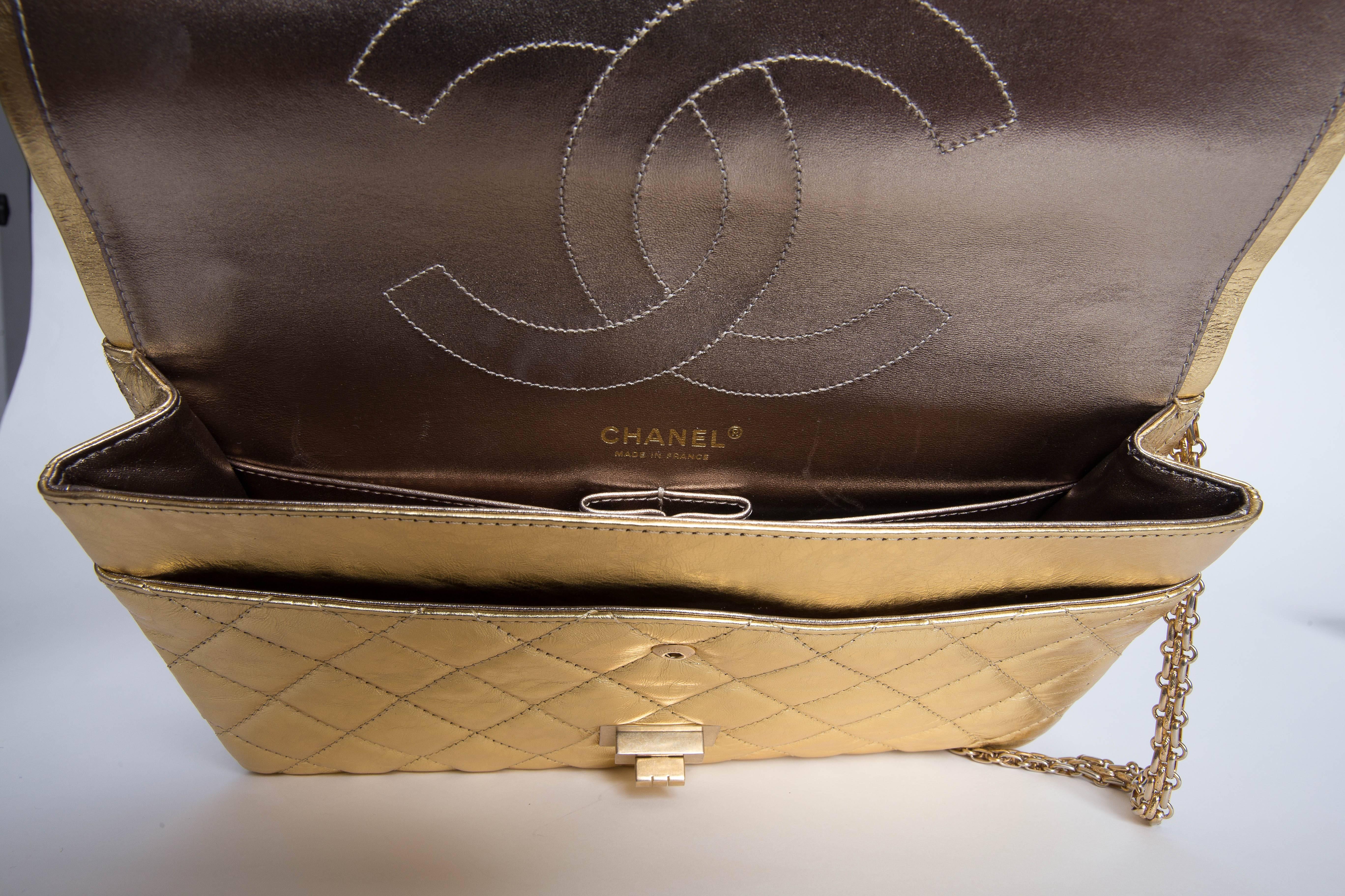 Chanel Gold Jumbo Double Flap Shoulder Bag With Chanel Box and Dustbag, 2008   3