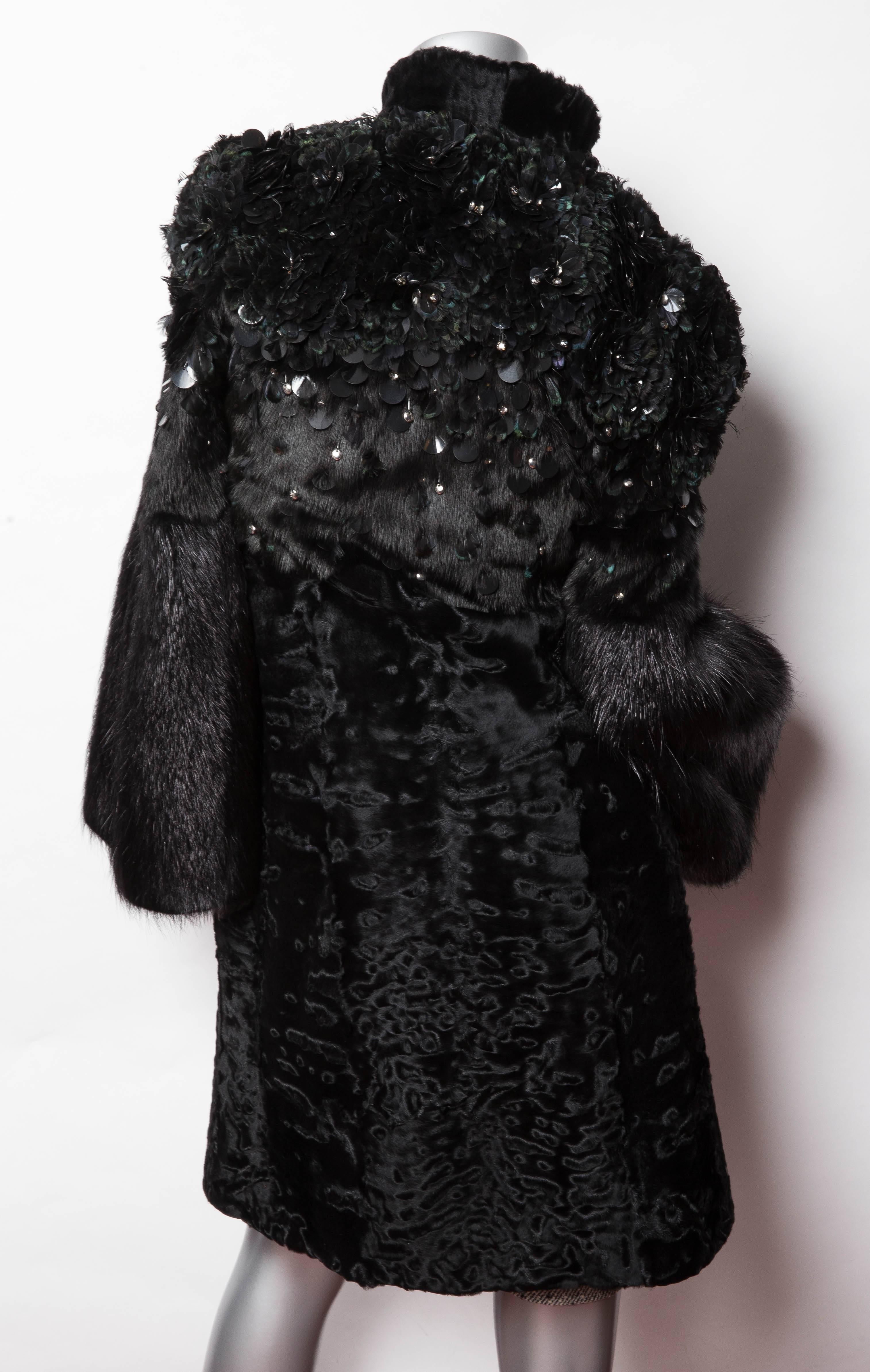 Gucci Runway Mink and Persian Lamb Coat w/ Paillettes and Crystals - Size 4 / 6 1