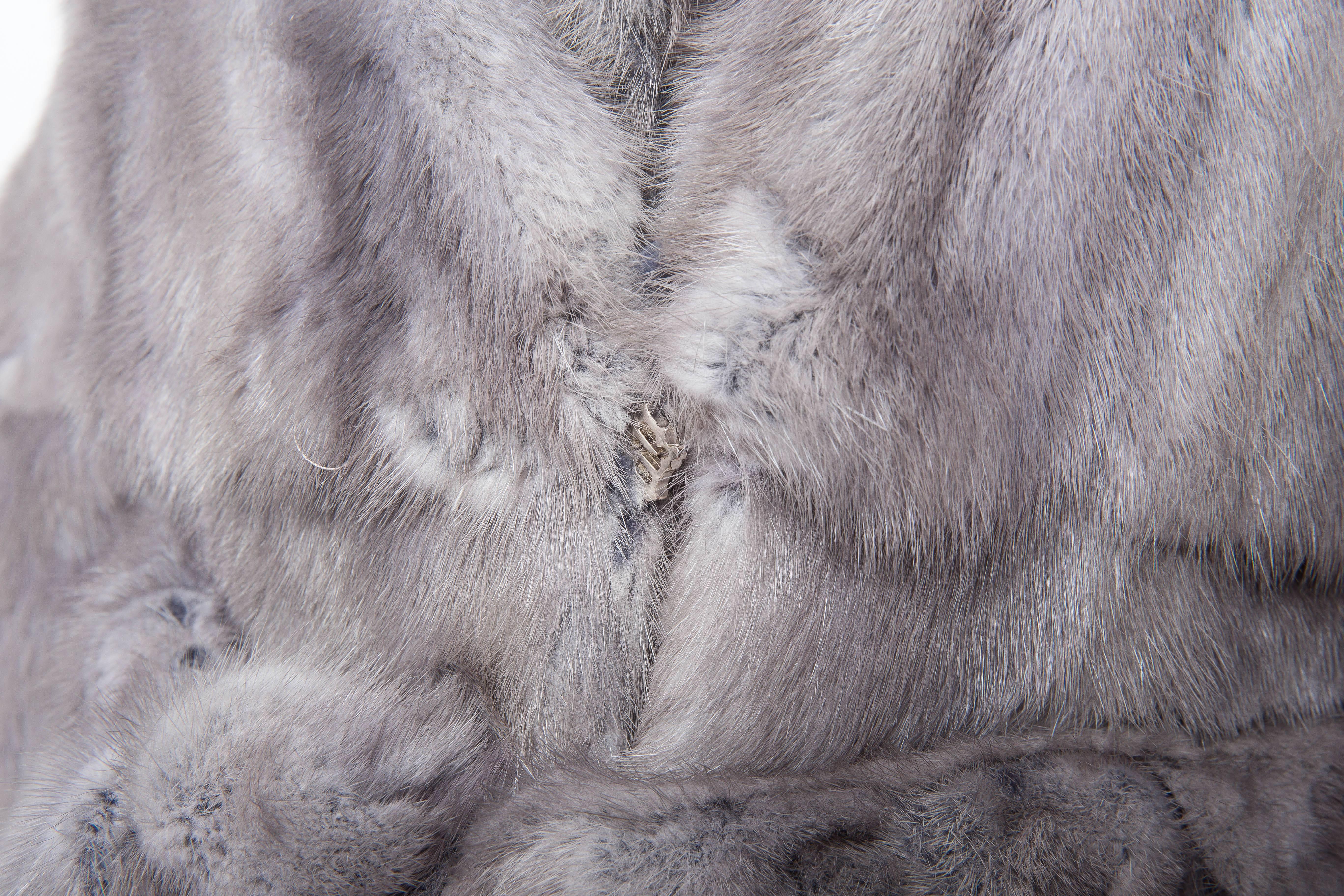 Fendi Runway Pearl Mink Coat with Blue Suede Accents 1