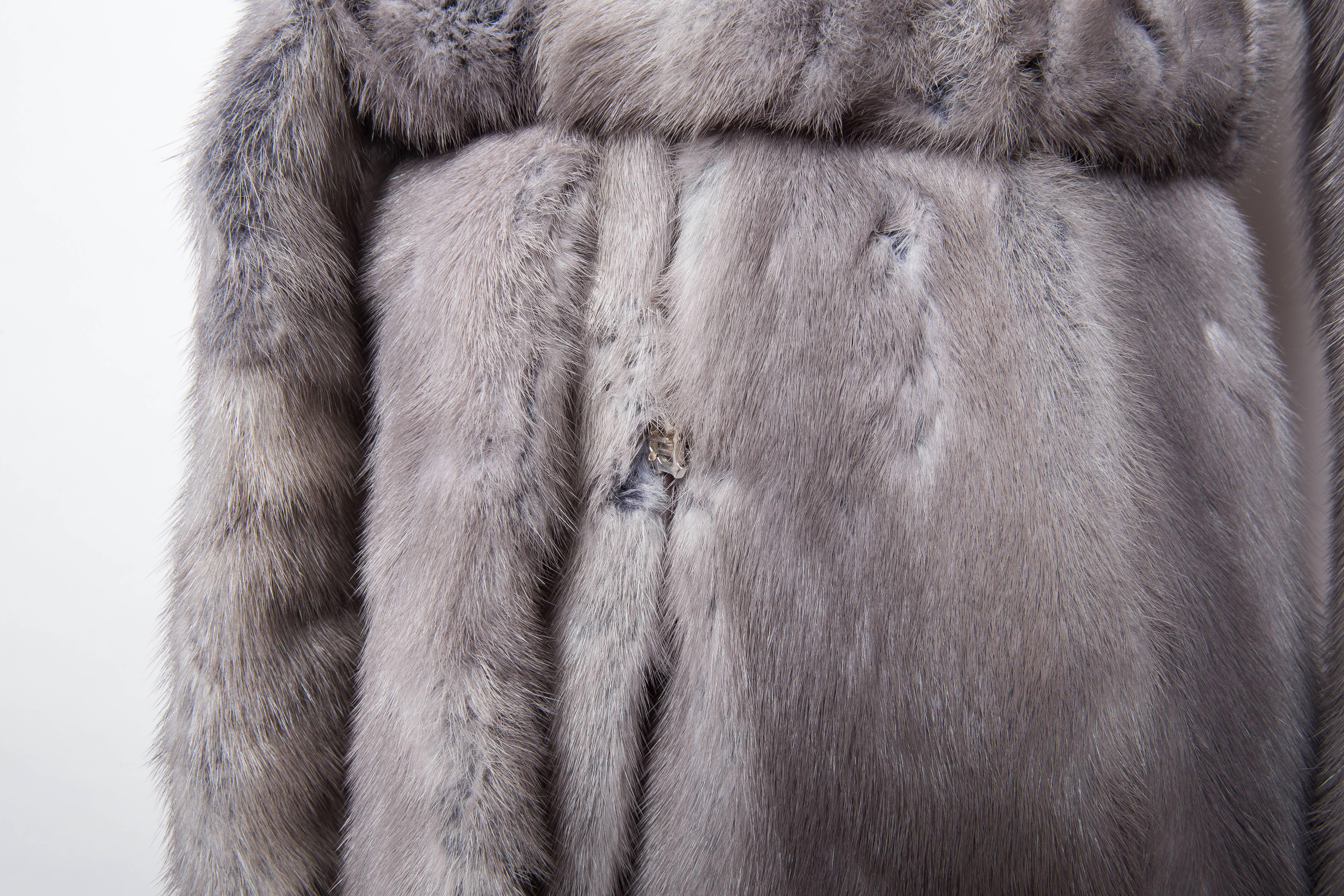 Fendi Runway Pearl Mink Coat with Blue Suede Accents 2