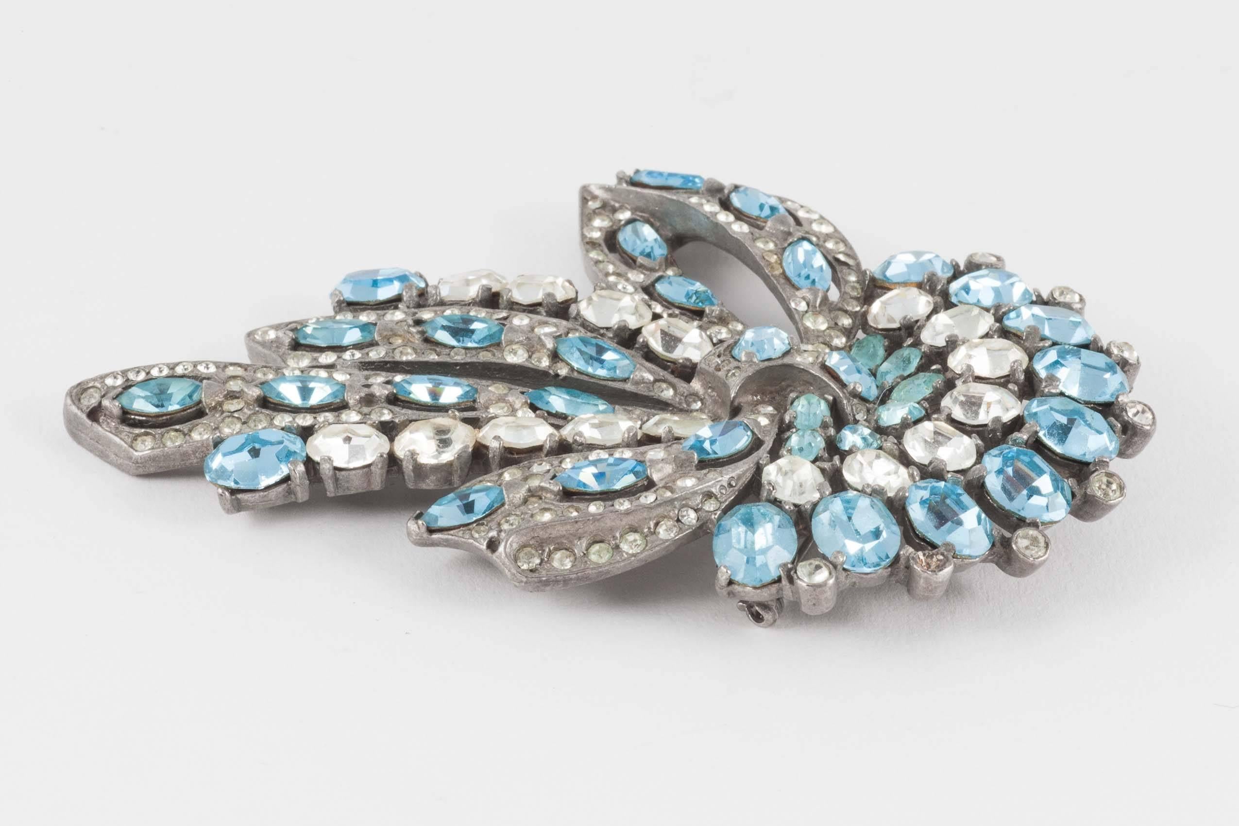 Eisenberg Original large paste 'bow' brooch, 1940s In Good Condition In Greyabbey, County Down