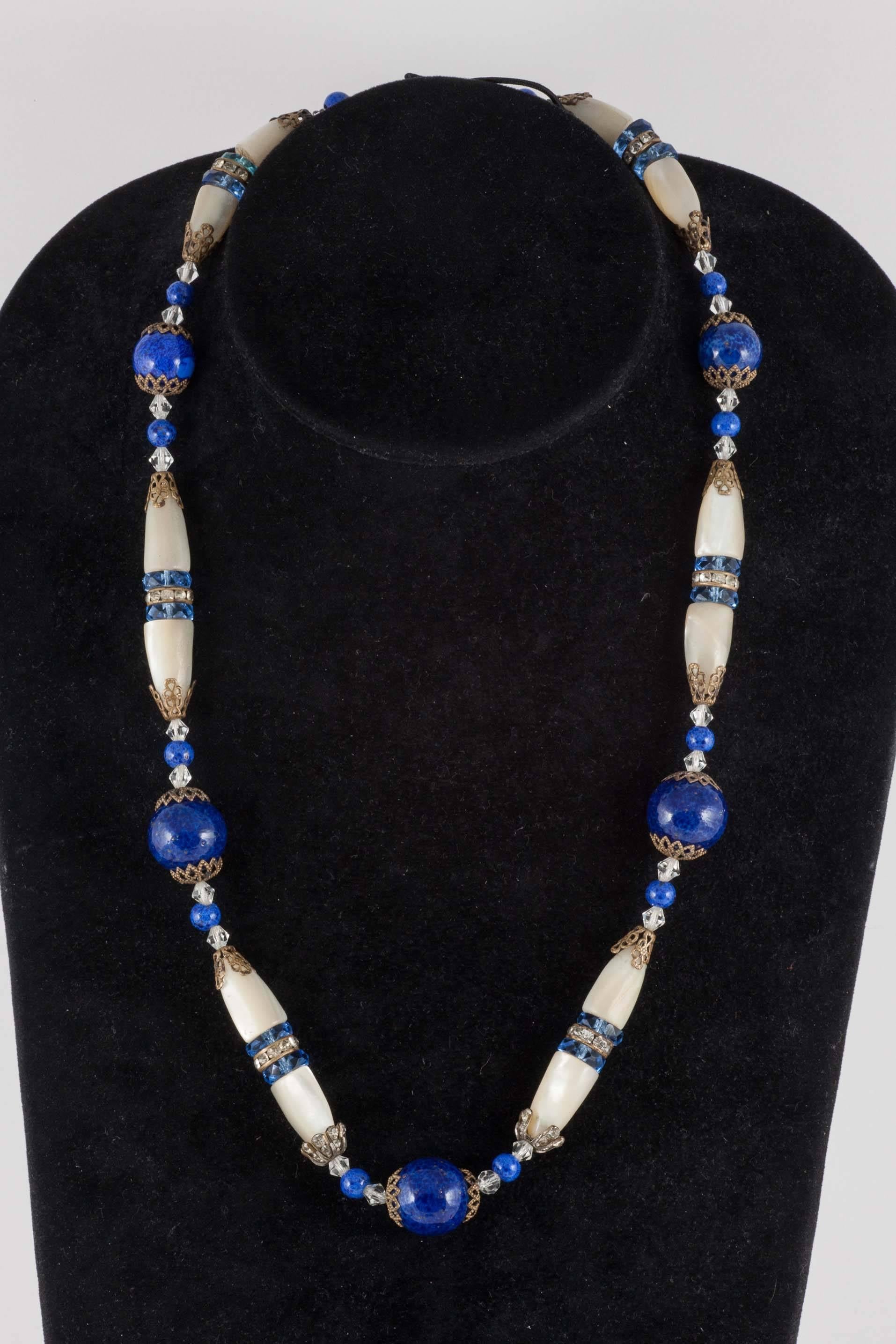 mother of pearl & glass beaded necklace