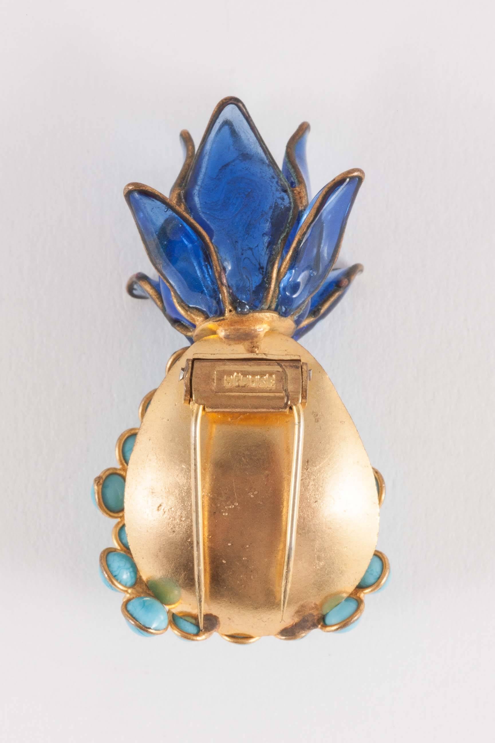 Poured glass 'pineapple' brooch, Maison Gripoix, 1960s 1